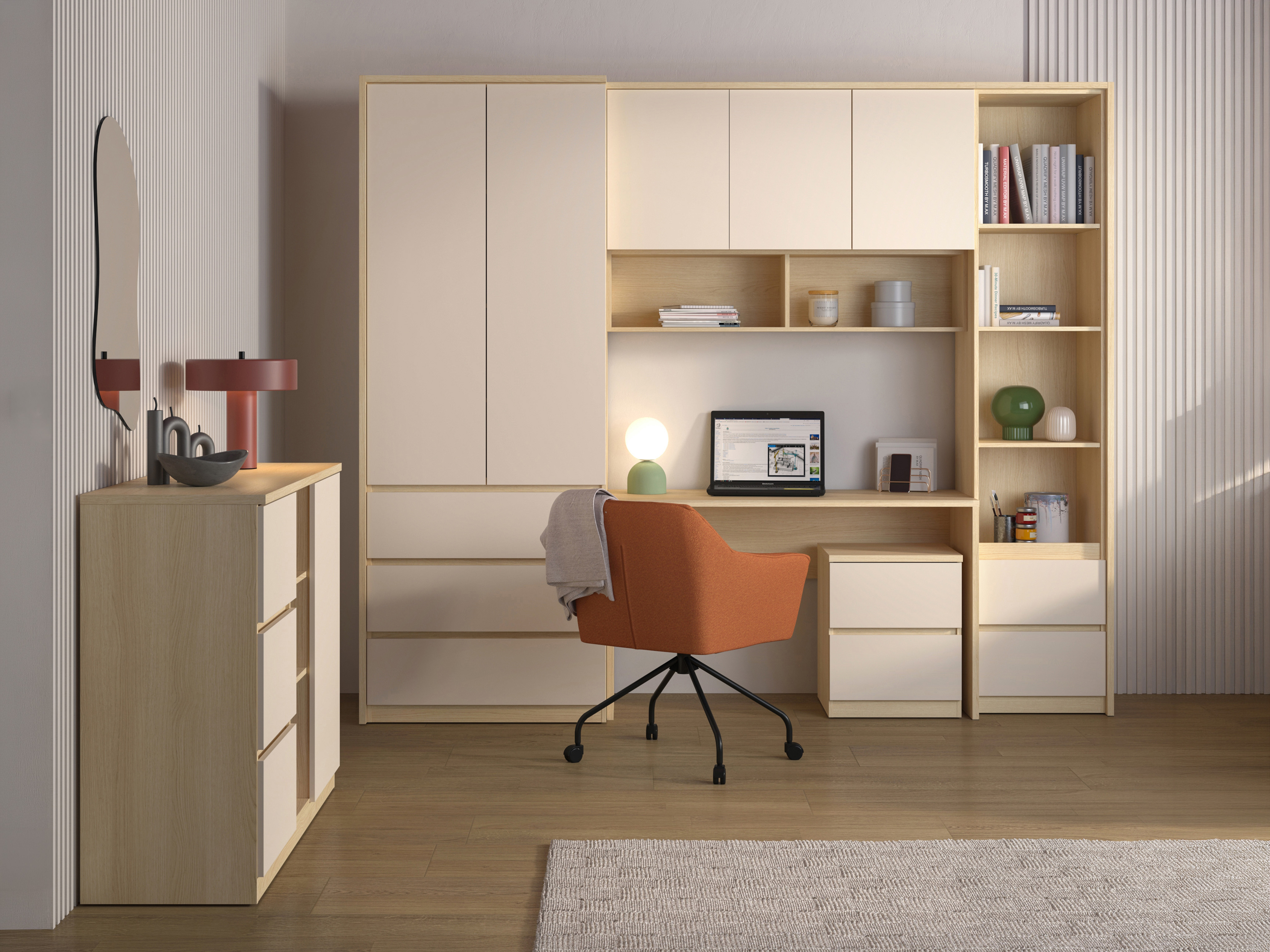 Bookcase Nolcala 117 (Oak + Beige)