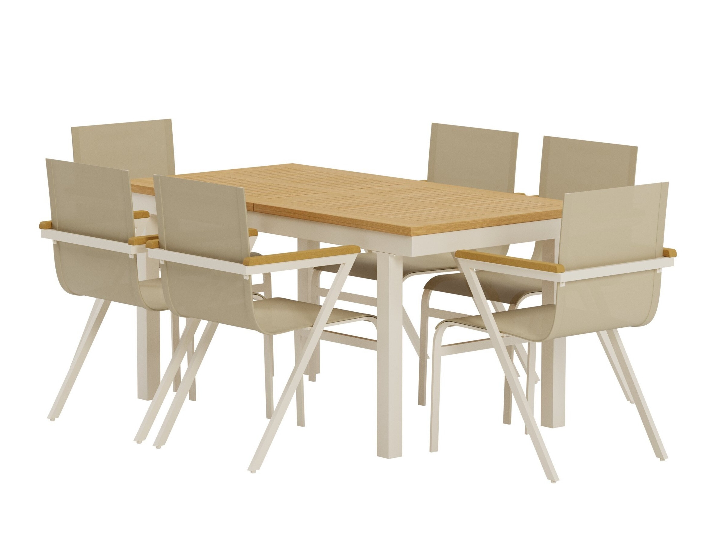 Table and chairs set Dallas 5203 (Teak + Beige)