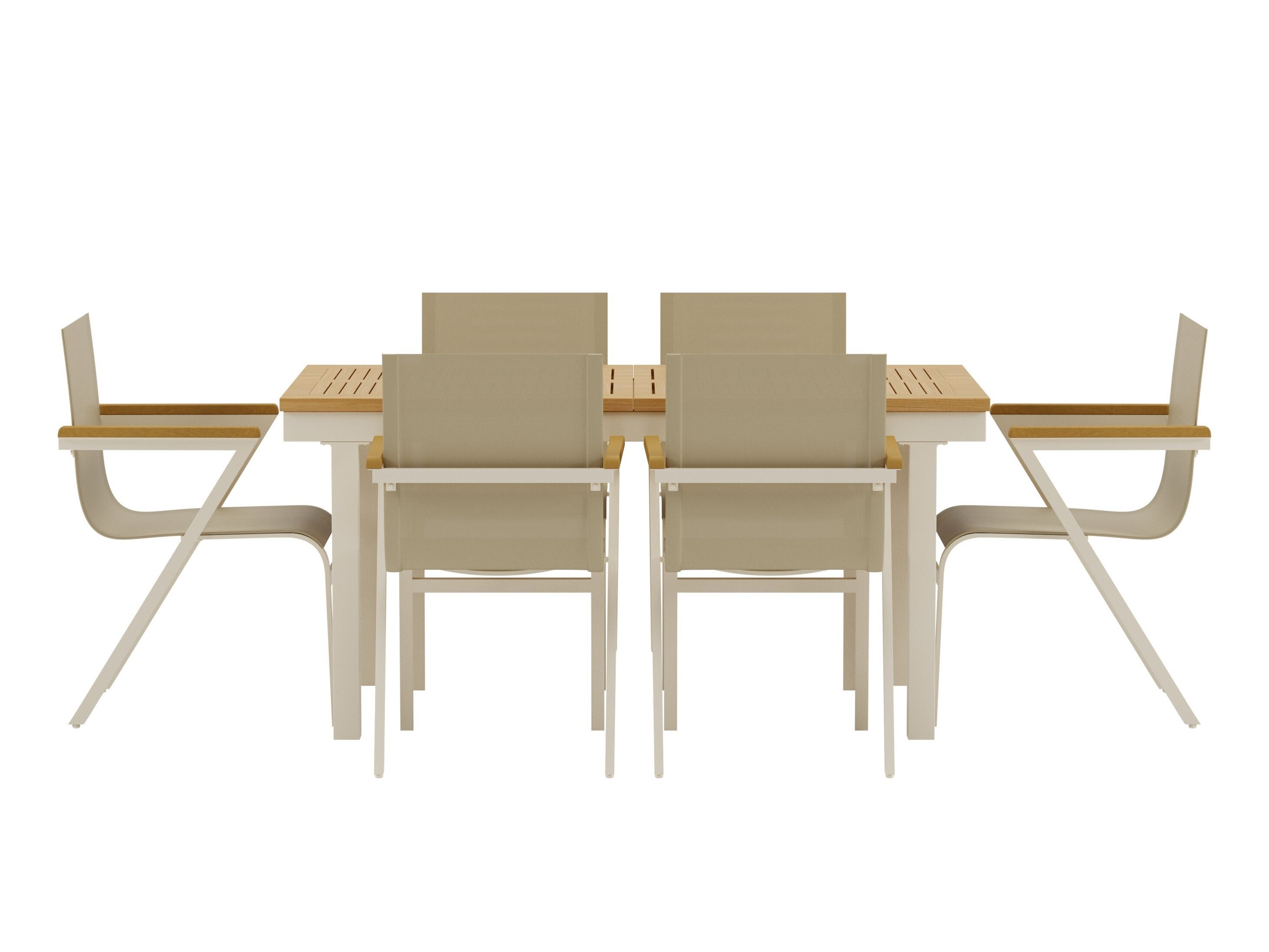 Table and chairs set Dallas 5203 (Teak + Beige)
