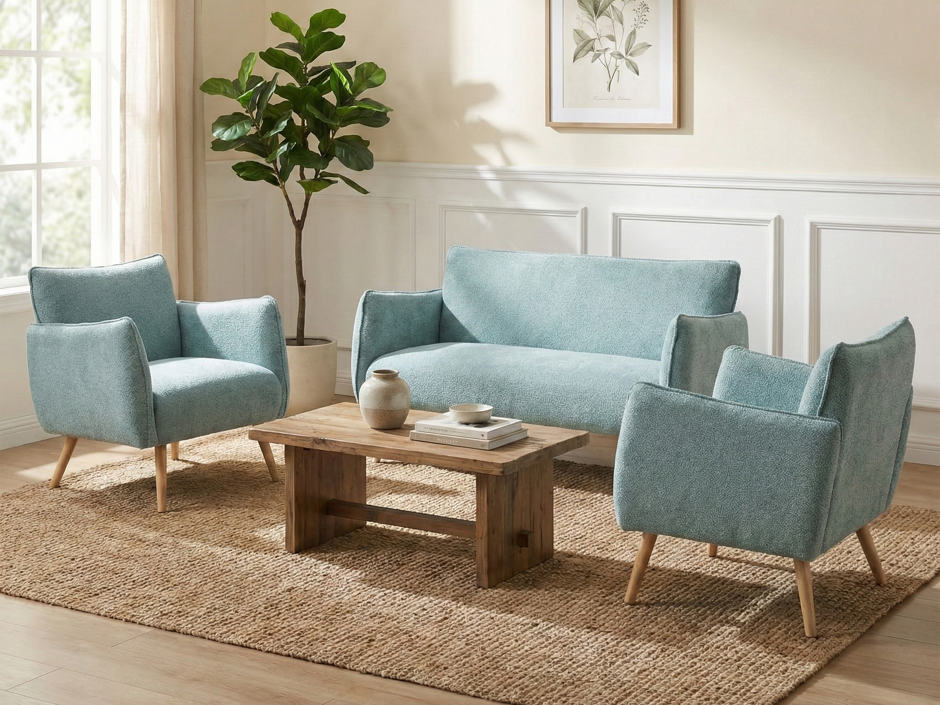 Upholstered furniture set Anaheim 125 (Light blue)