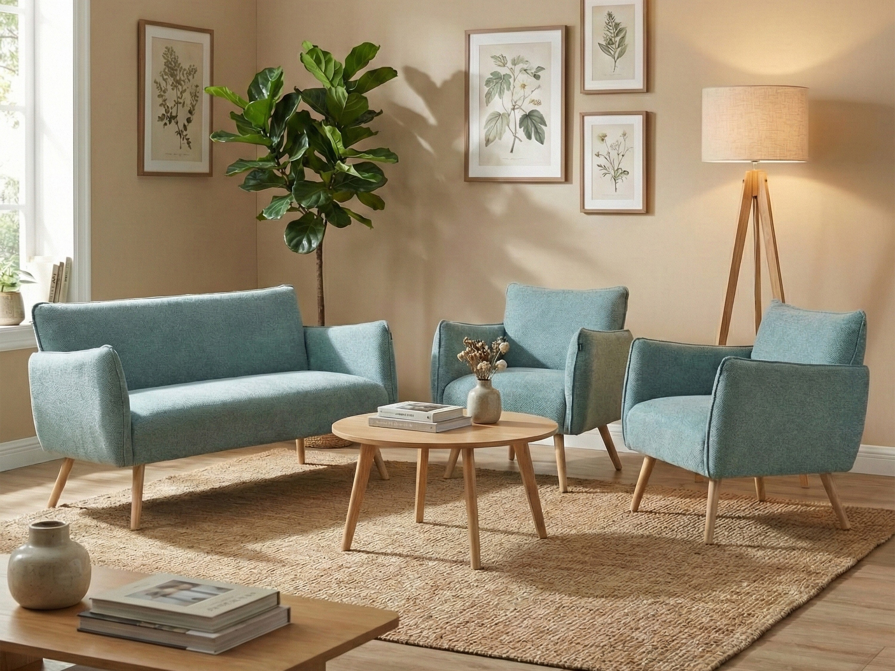 Upholstered furniture set Anaheim 125 (Light blue)