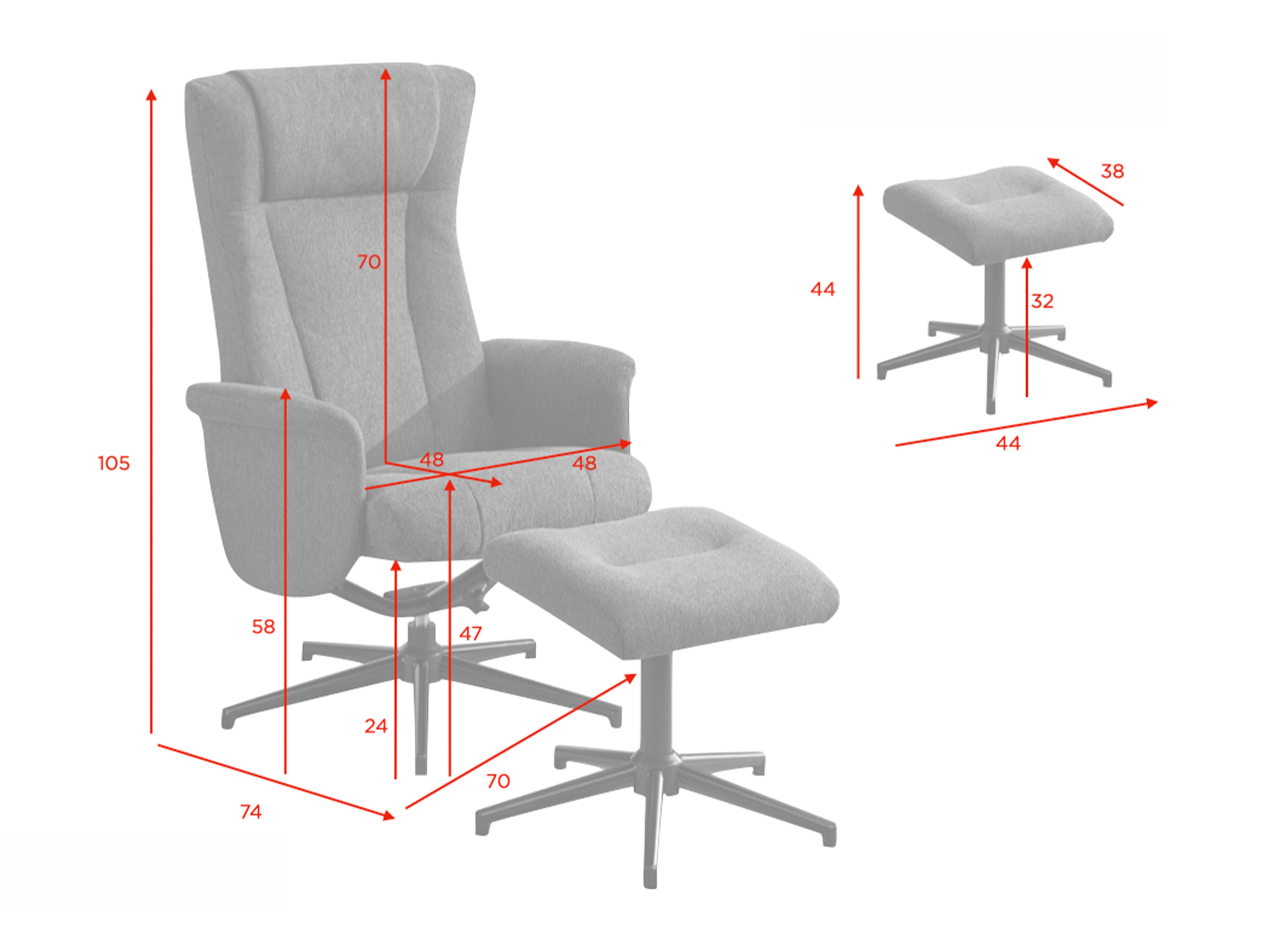 Armchair recliner Anaheim 126 (Pink)