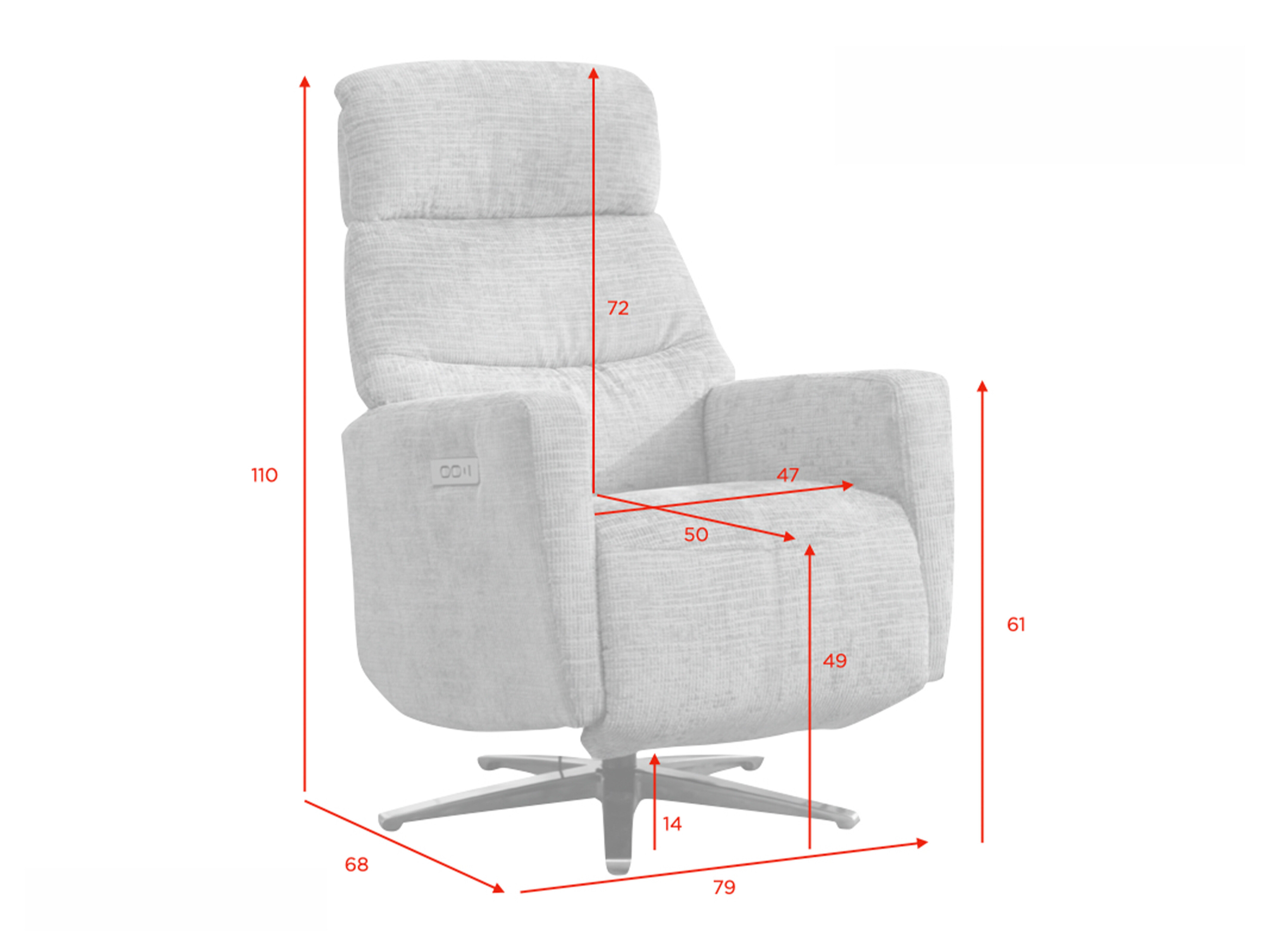 Armchair recliner Anaheim 130 (Light brown)