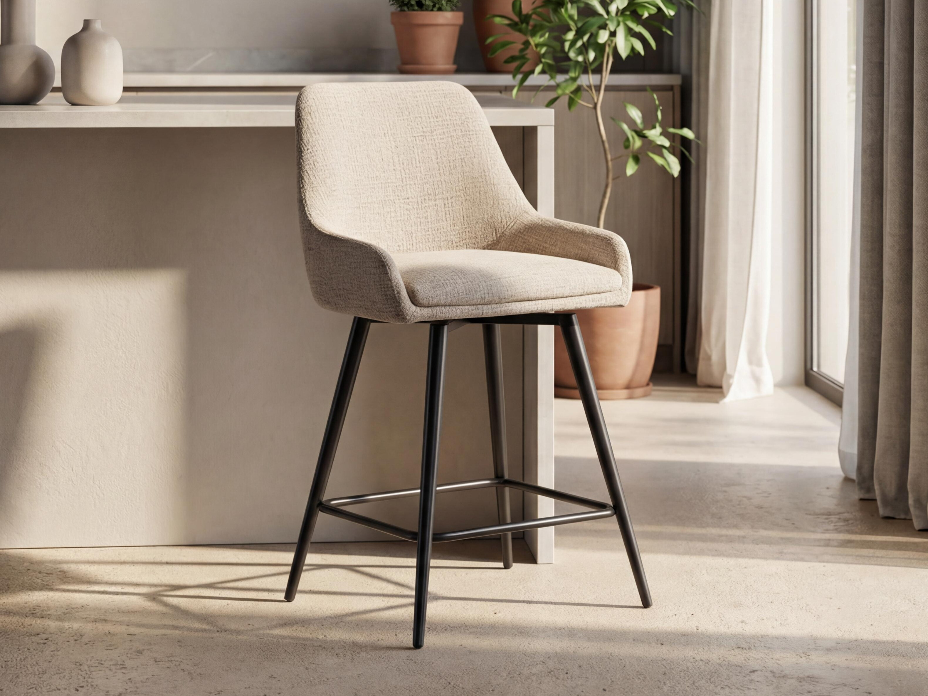 Counter stool Anaheim 132 (Light beige)