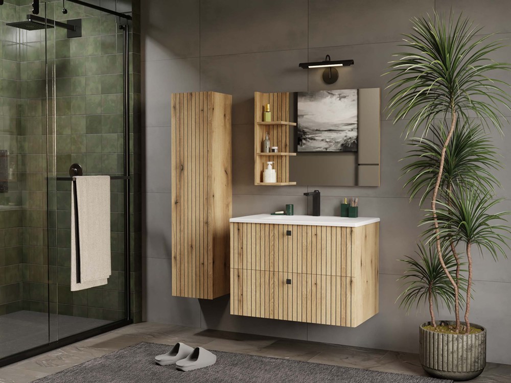 Wall-mounted bathroom cabinet for washbasin Mandeville 315 (Oak)