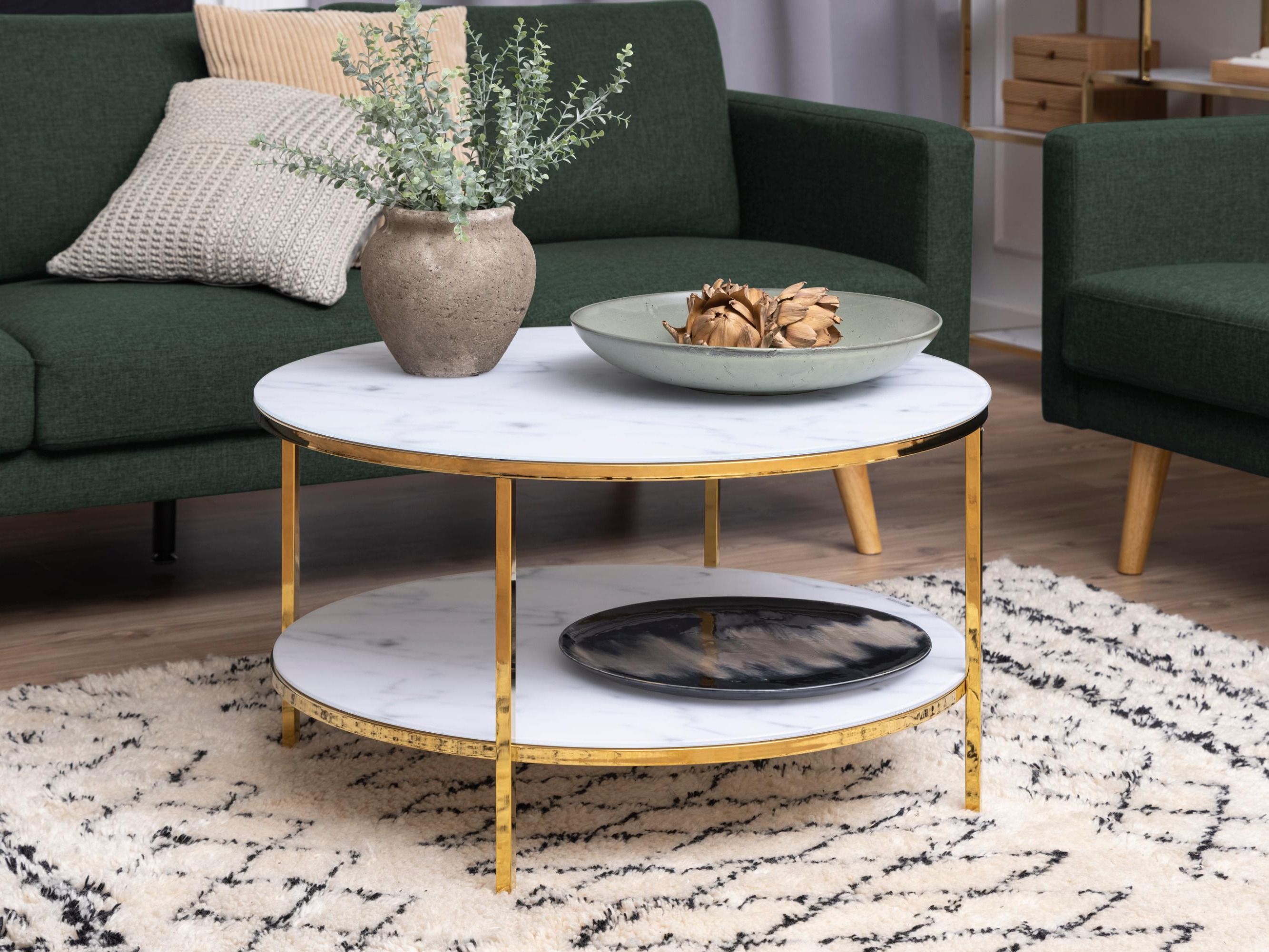 Coffee table Norsica 554 (Golden + White marble)