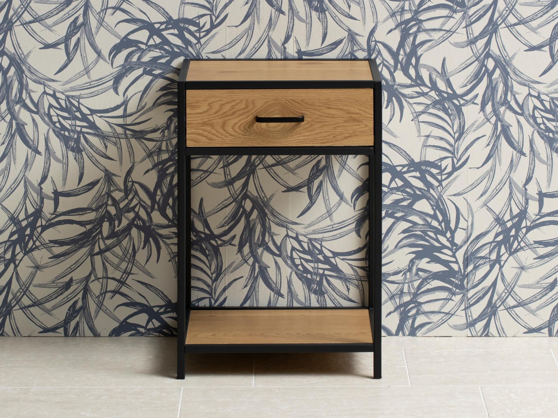 Bedside table Norsica Sevferi 128 (Wild oak + Black)