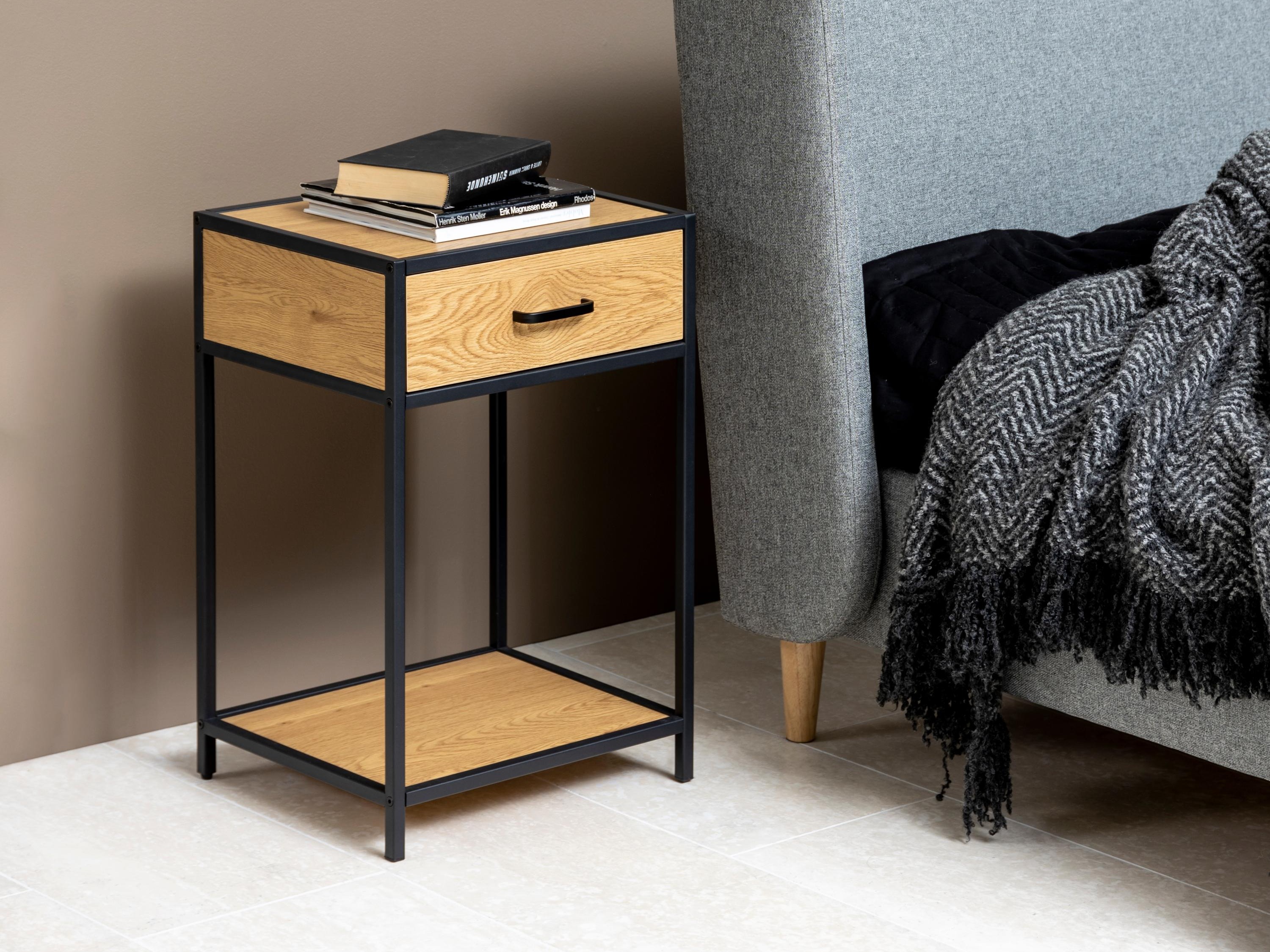 Bedside table Norsica Sevferi 128 (Wild oak + Black)