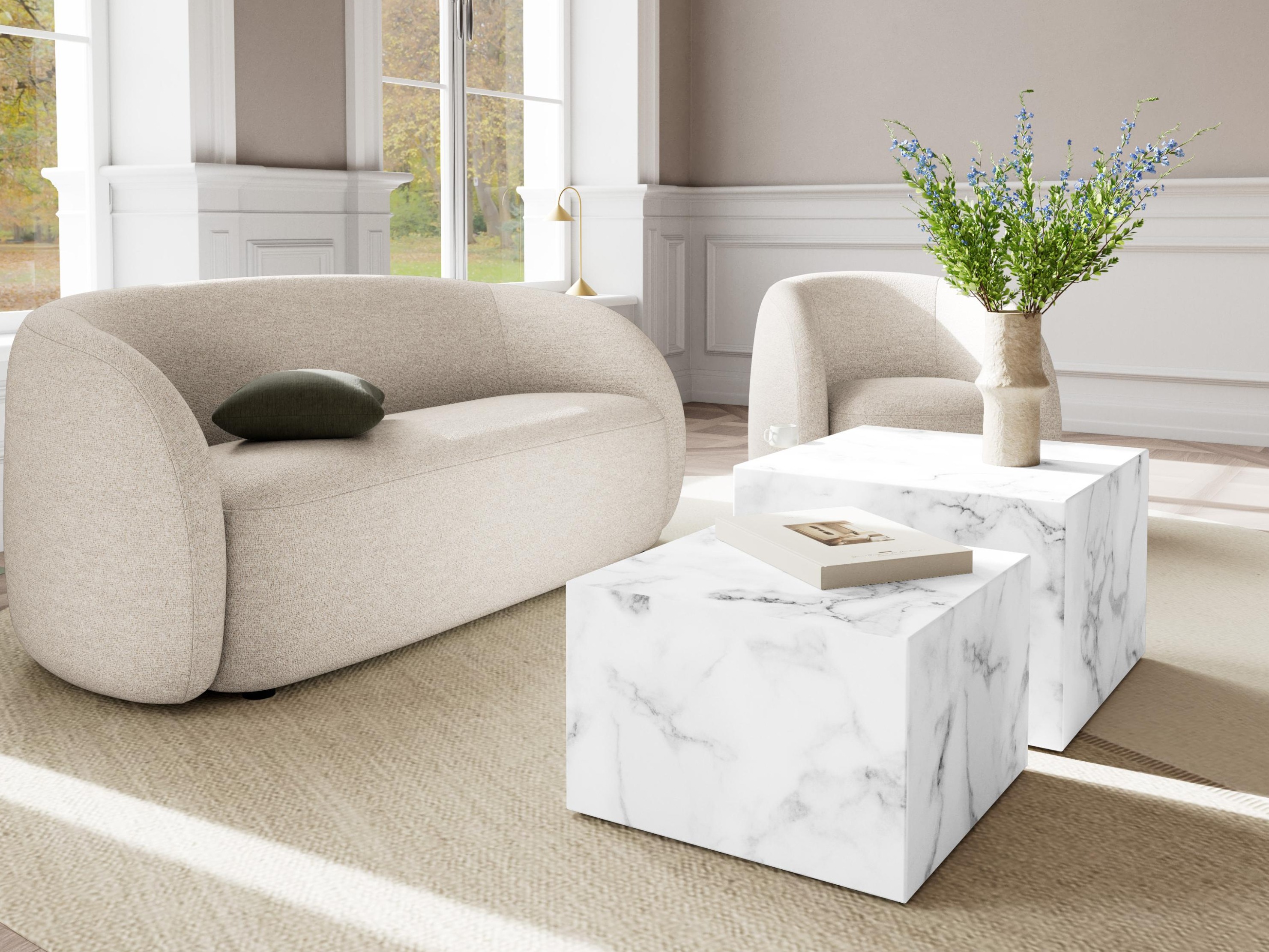 Coffee table set Norsica 603 (White marble)