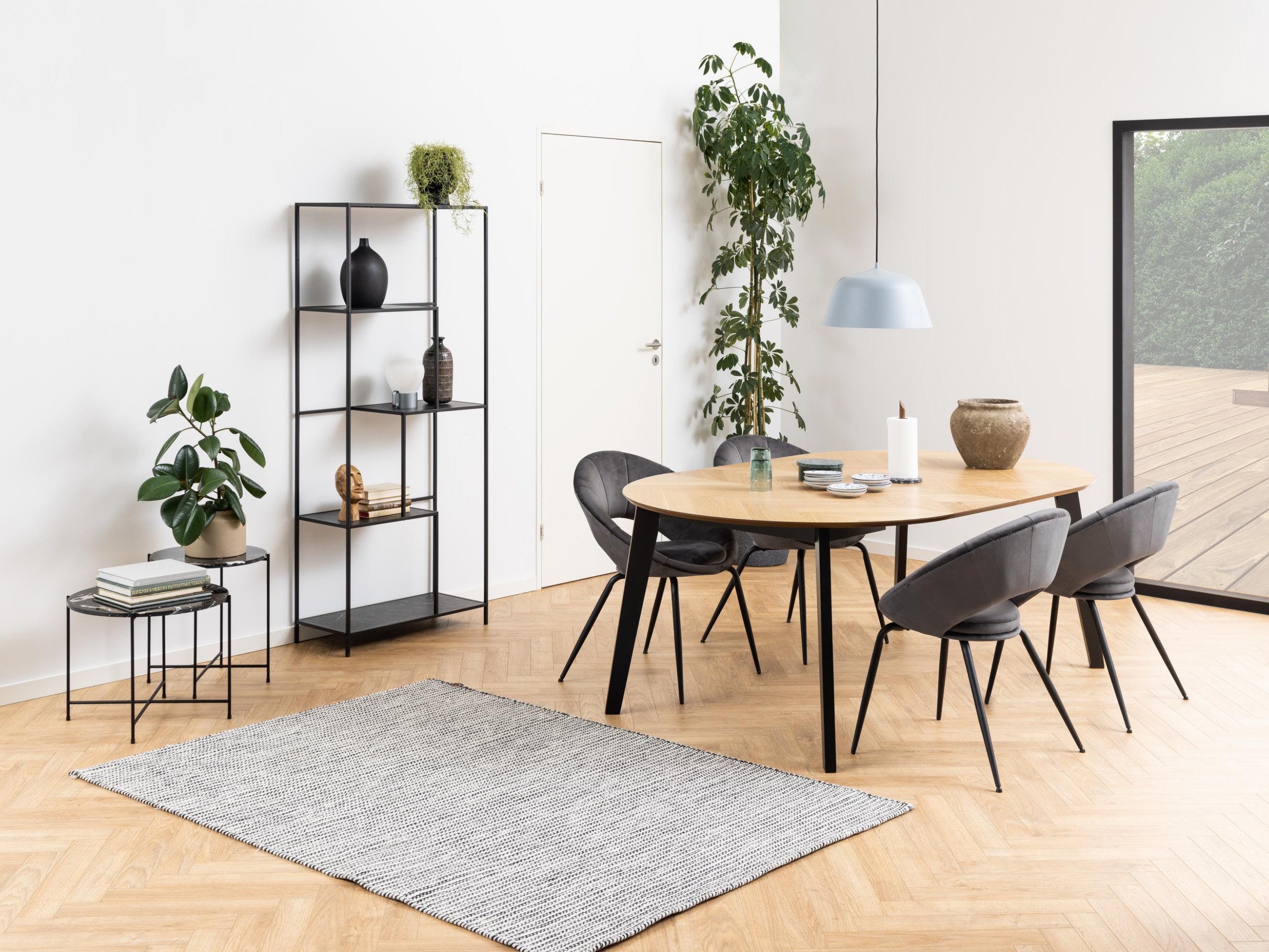Side table Norsica 609 (Black marble + Black)