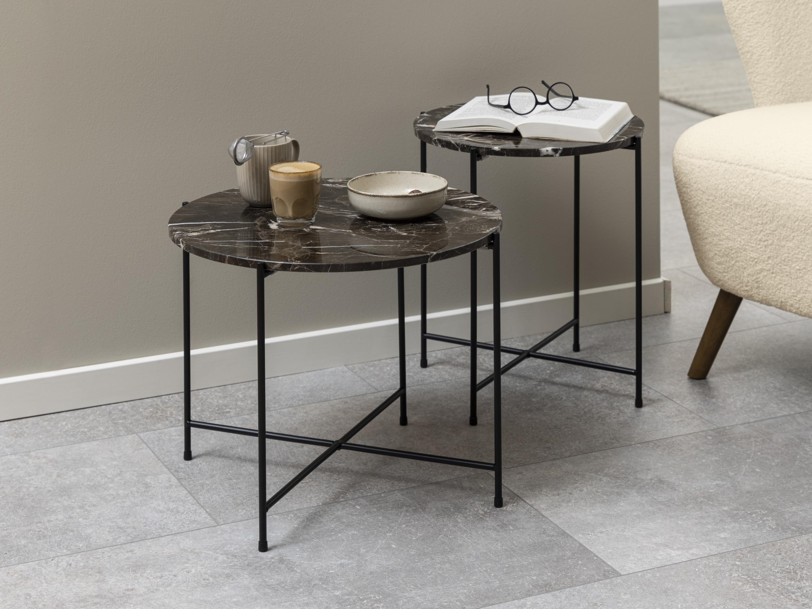 Side table Norsica 609 (Brown marble + Black)