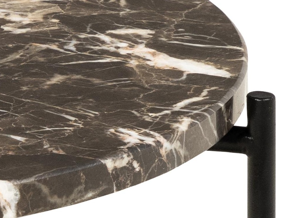 Side table Norsica 609 (Brown marble + Black)
