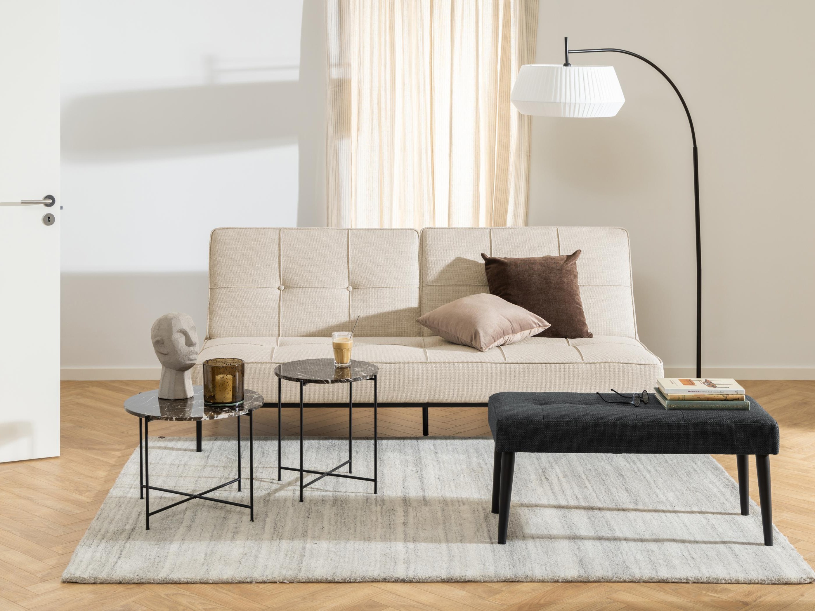 Side table Norsica 609 (Brown marble + Black)