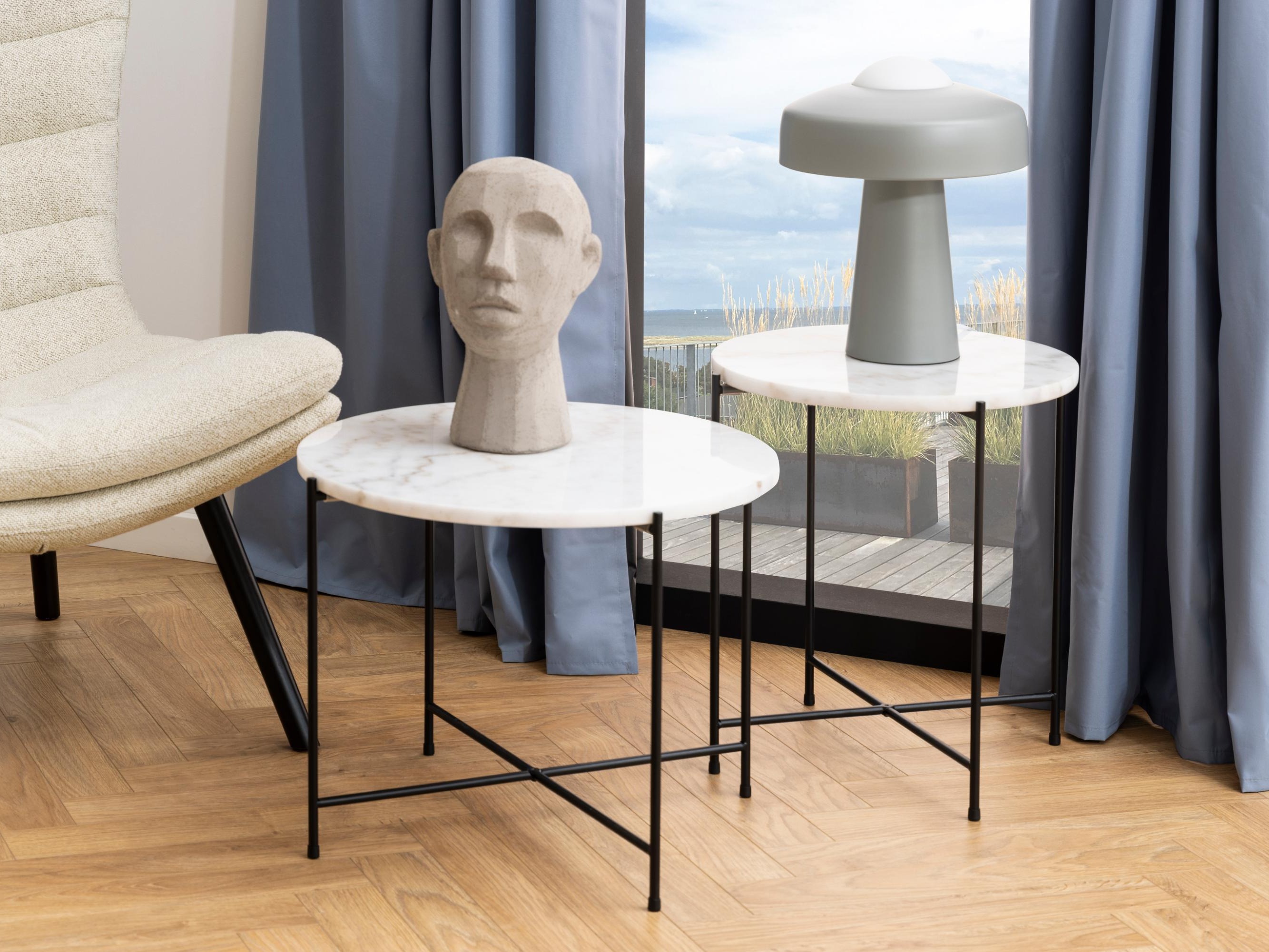 Side table Norsica 609 (White marble + Black)