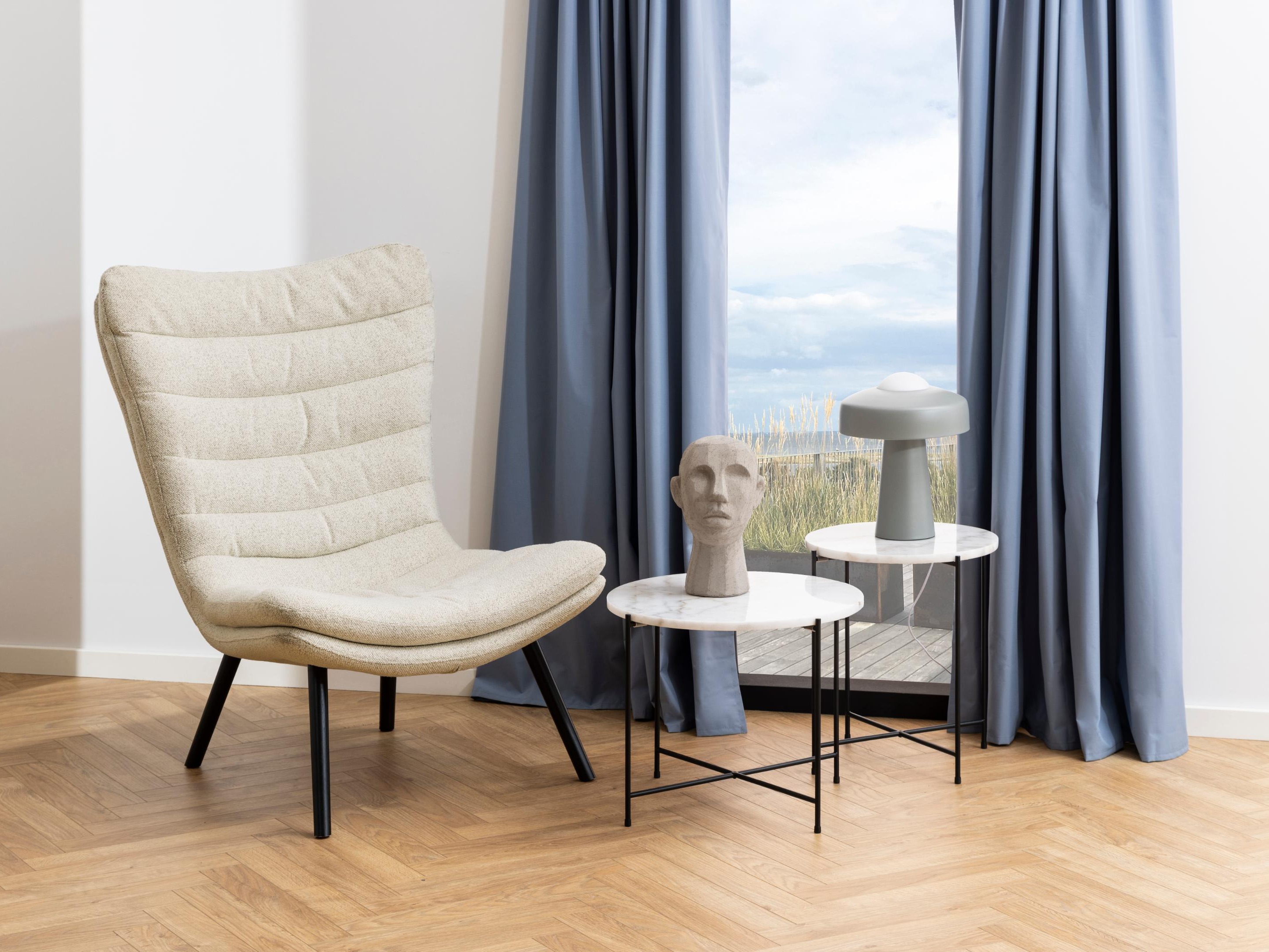 Side table Norsica 609 (White marble + Black)