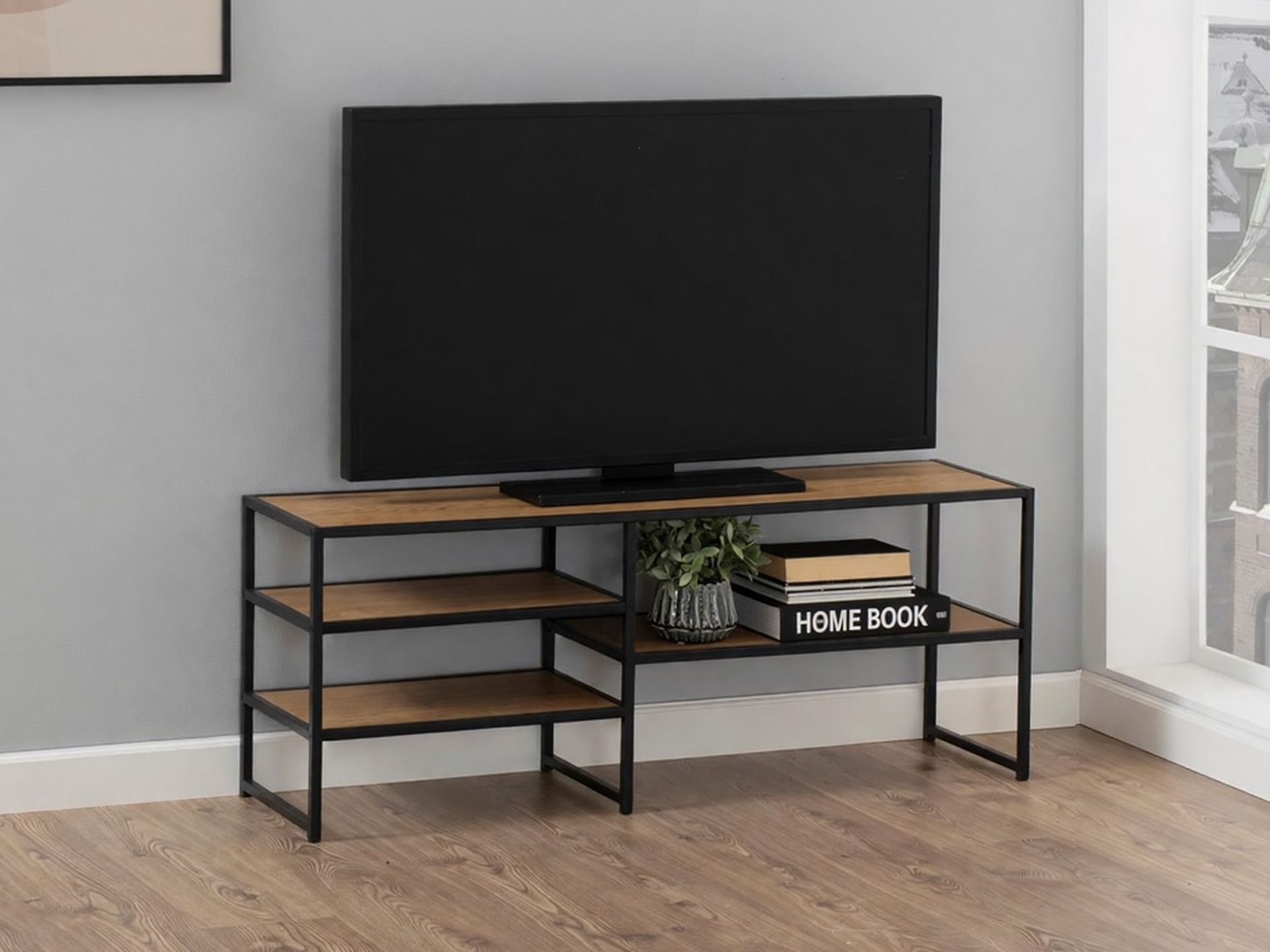 TV stand Norsica Sevferi 135 (Wild oak + Black)