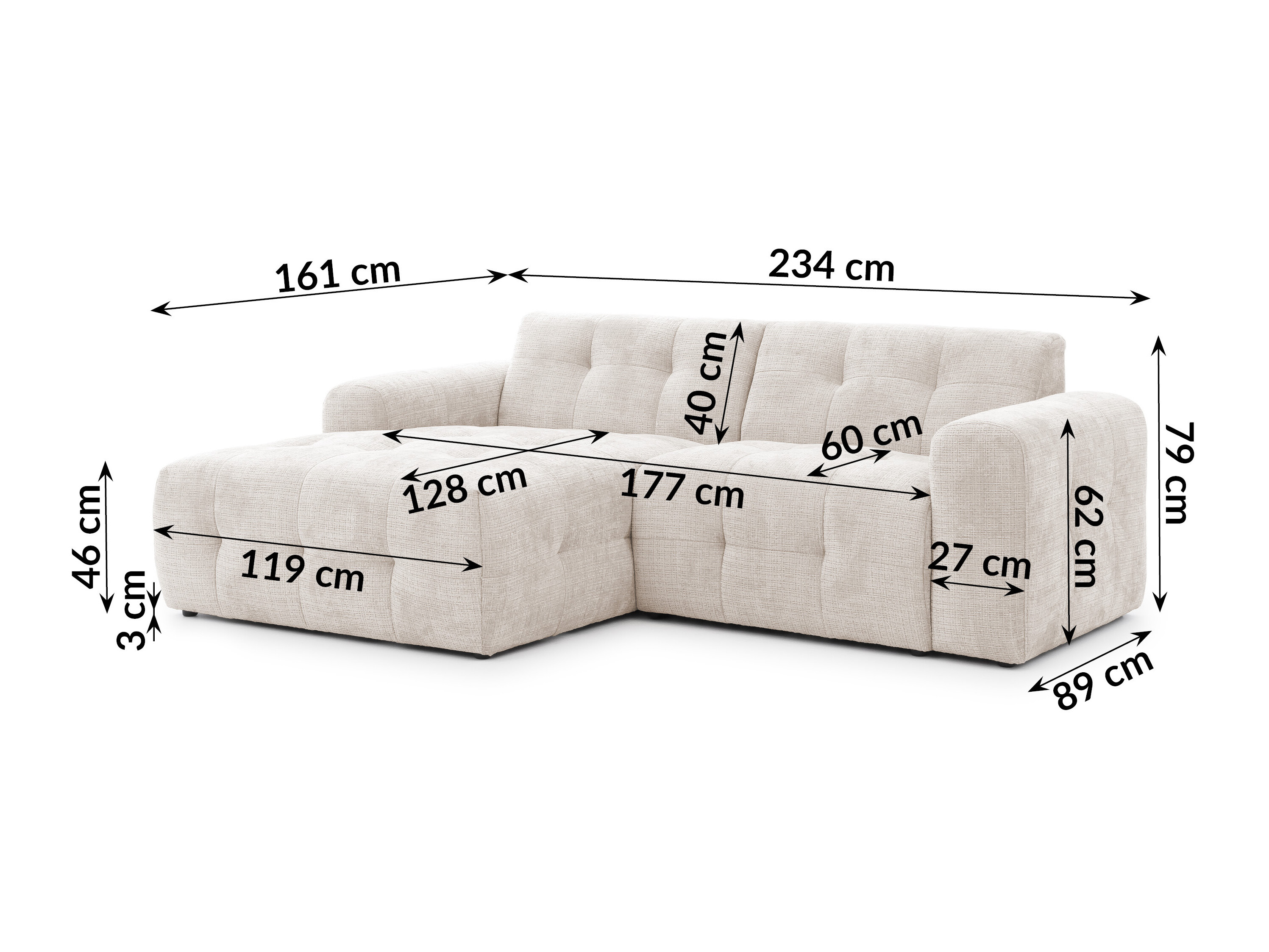 Corner sofa Rocklin 179 (Cremona 02)