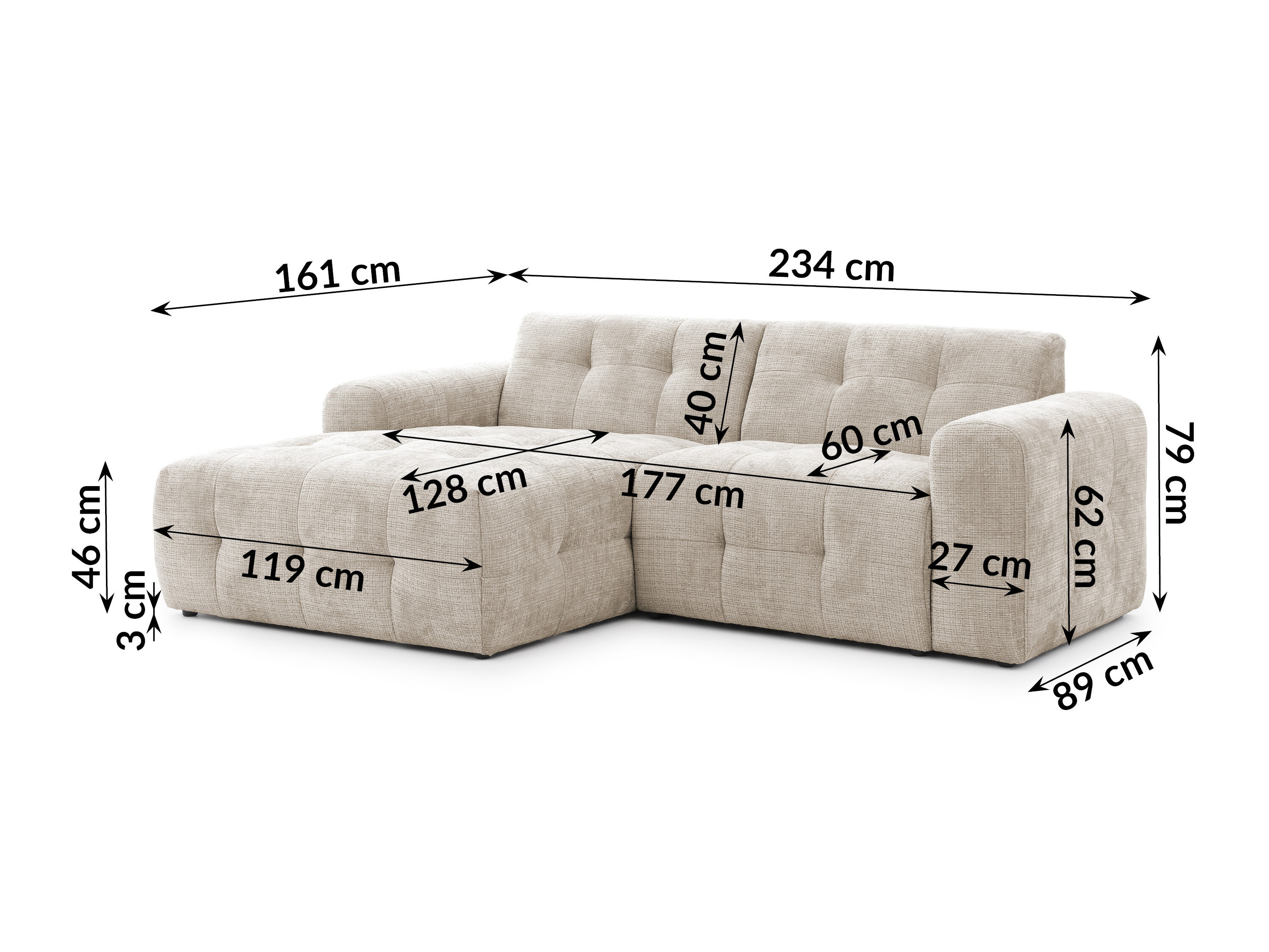 Corner sofa Rocklin 179 (Cremona 14)