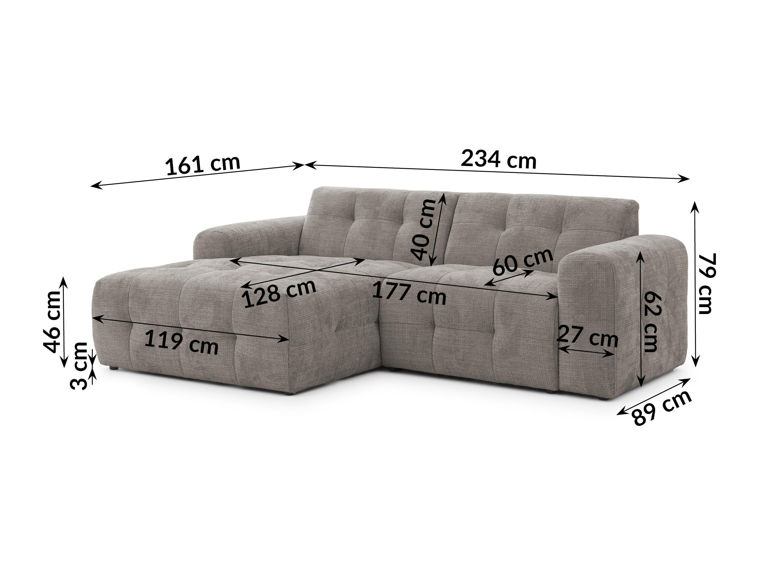 Corner sofa Rocklin 179 (Cremona 24)