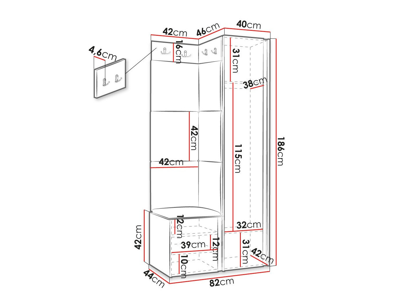 Hallway set Hartford 382 (Black)