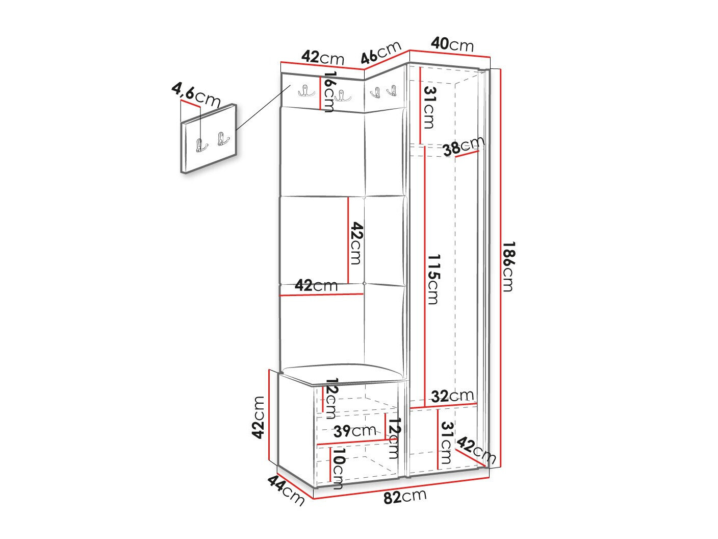 Hallway set Hartford 382 (Black)