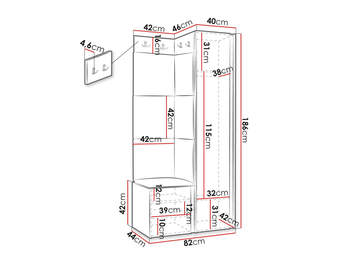 Hallway set Hartford 382 (Black)