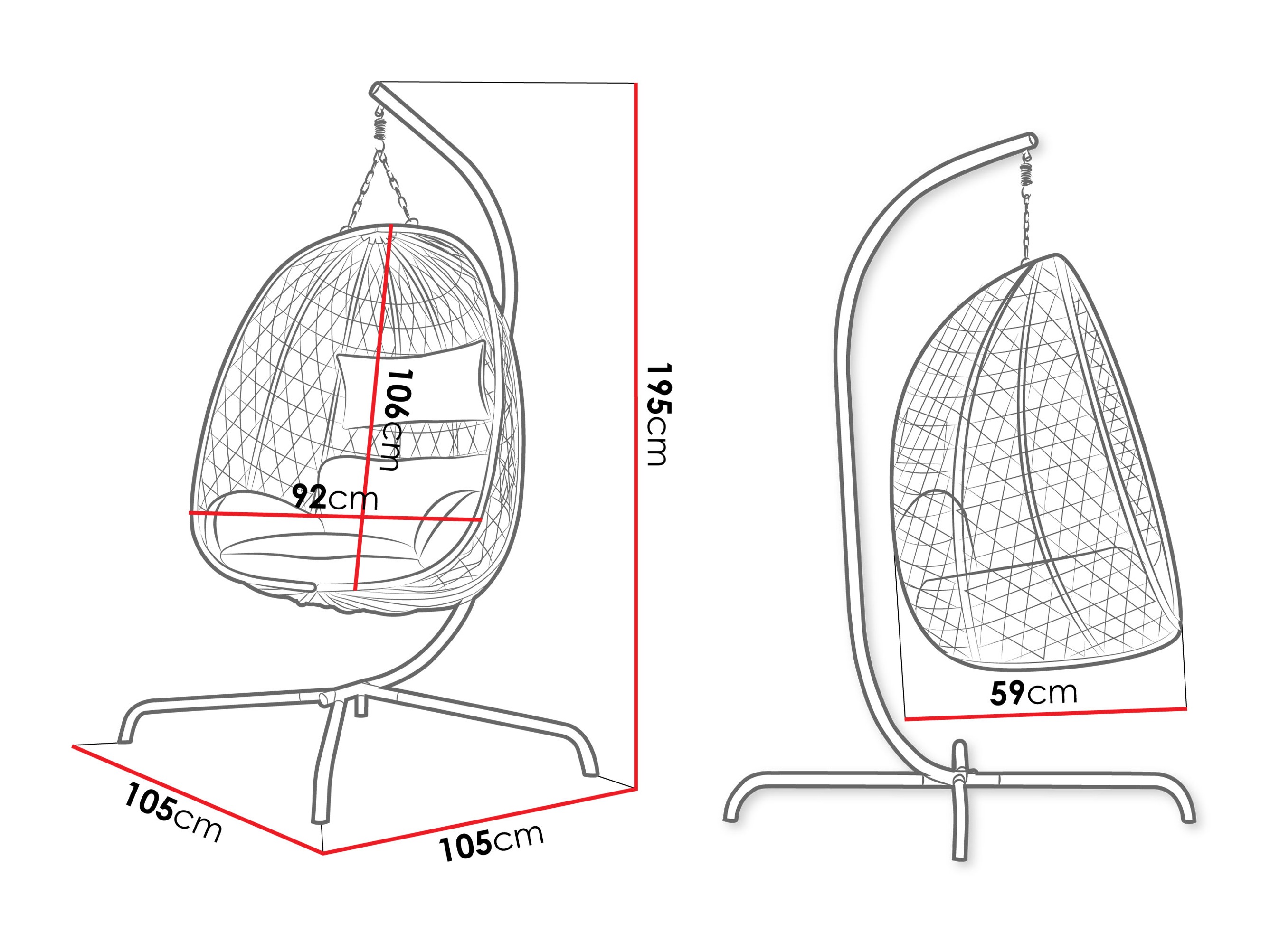 Hanging chair Magistra (Cream + Black)