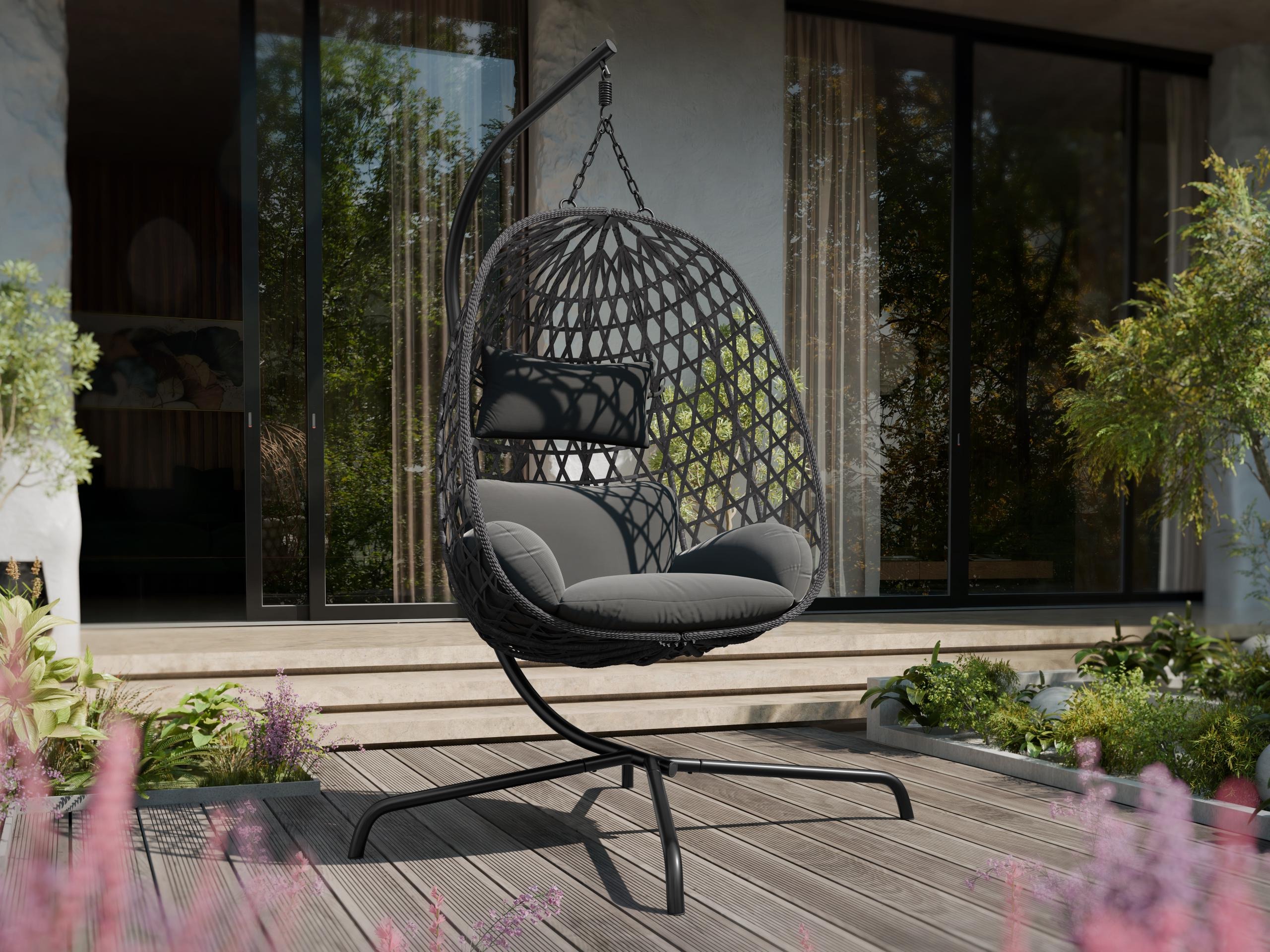 Hanging chair Richardson 140 (Dark grey + Black)