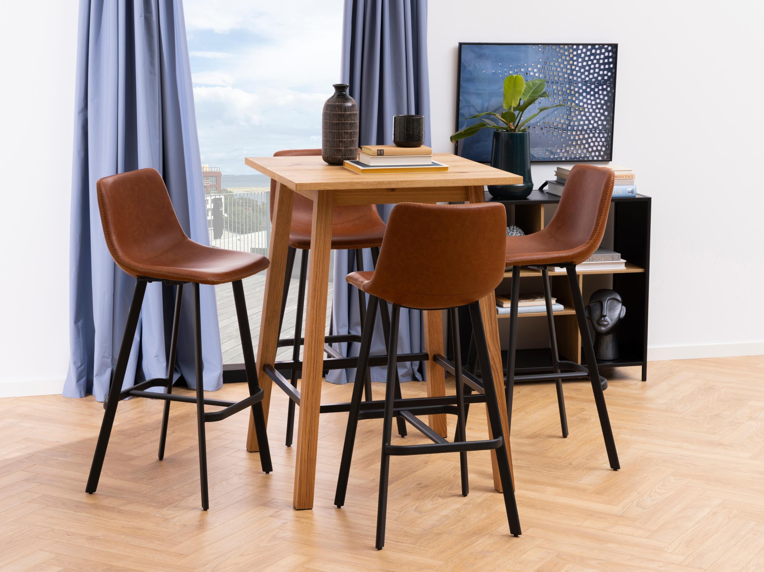 Bar stool Norsica 444 (Black + Brown)