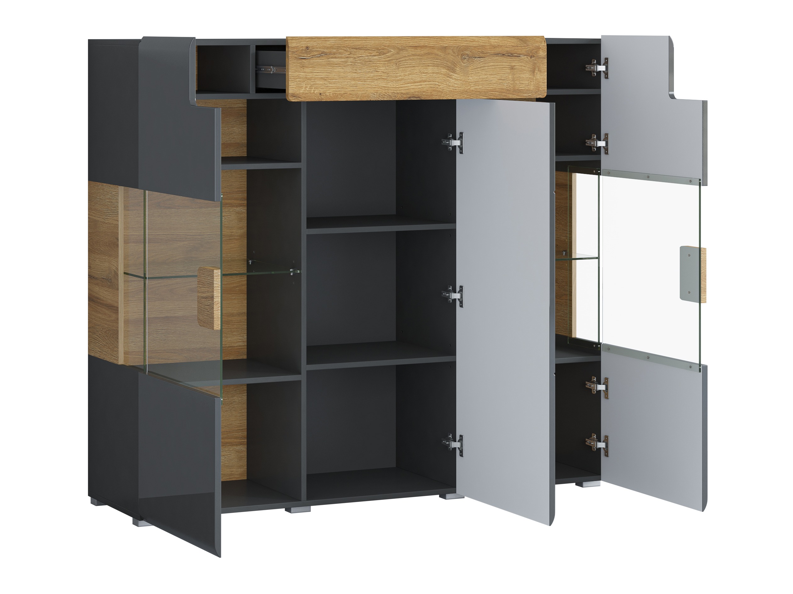 Sideboard Torsone 100 (Anthracite + Gloss anthracite + Grandson oak)