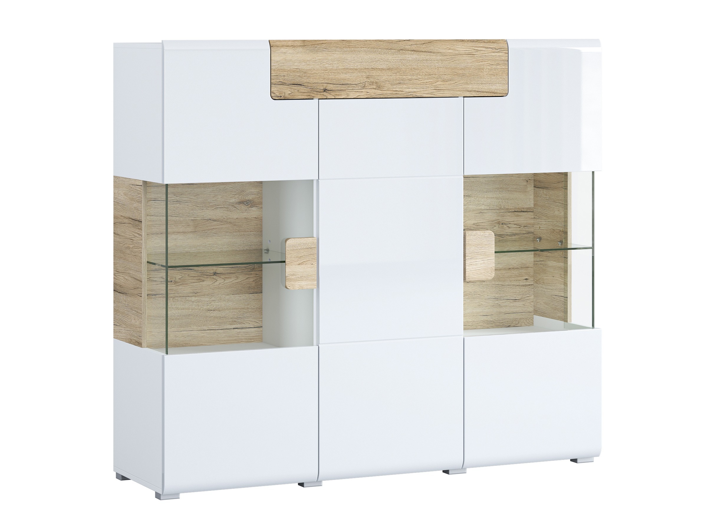 Sideboard Torsone 100 (White + Glossy white + San Remo oak)