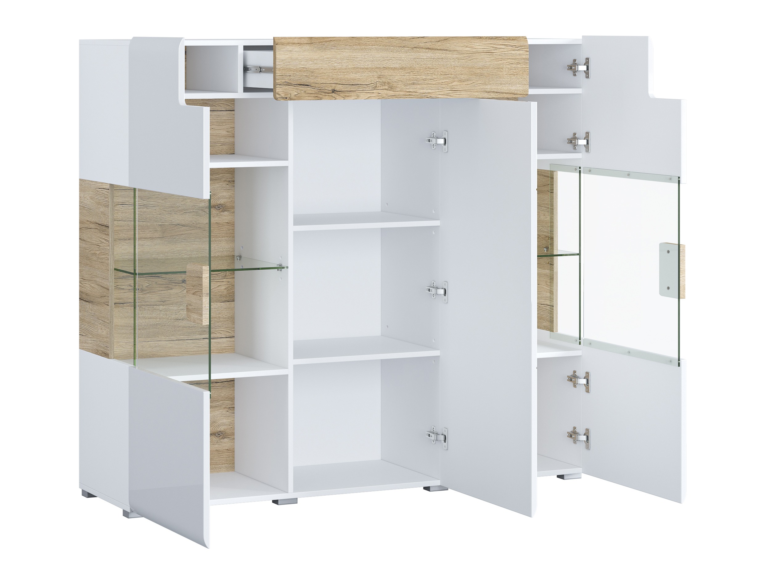 Sideboard Torsone 100 (White + Glossy white + San Remo oak)