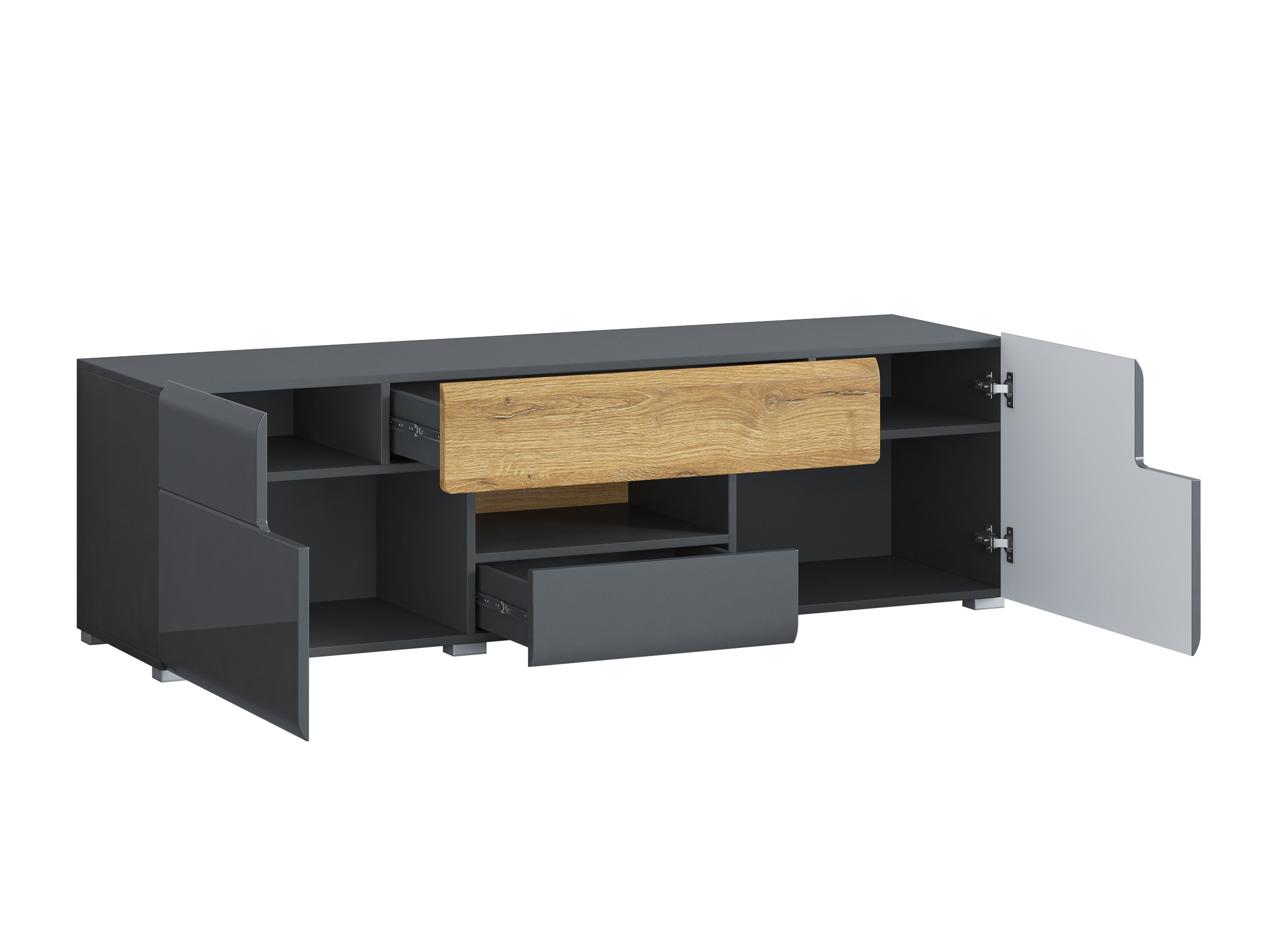 TV stand Torsone 101 (Anthracite + Gloss anthracite + Grandson oak)