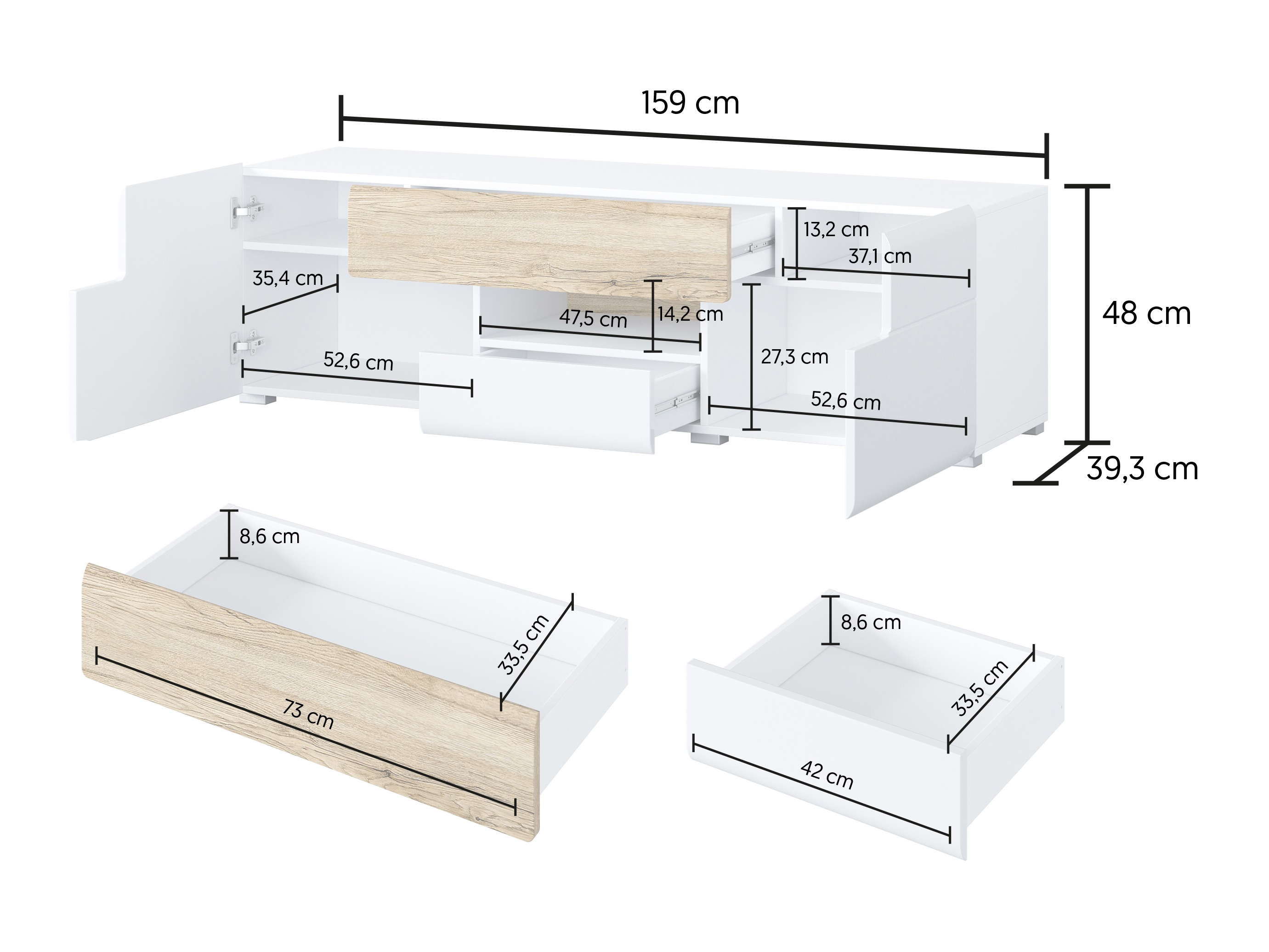 TV stand Torsone 101 (Anthracite + Gloss anthracite + Grandson oak)