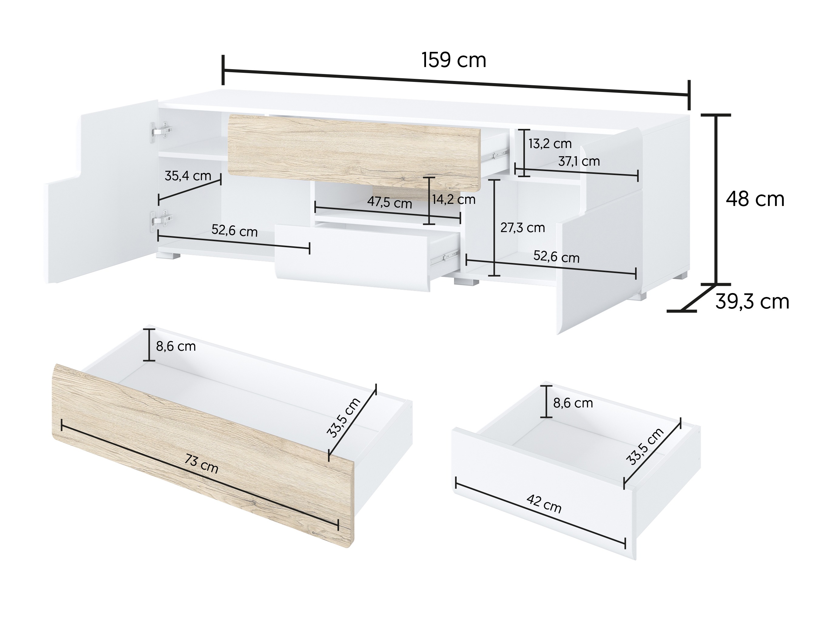 TV stand Torsone 101 (White + Glossy white)
