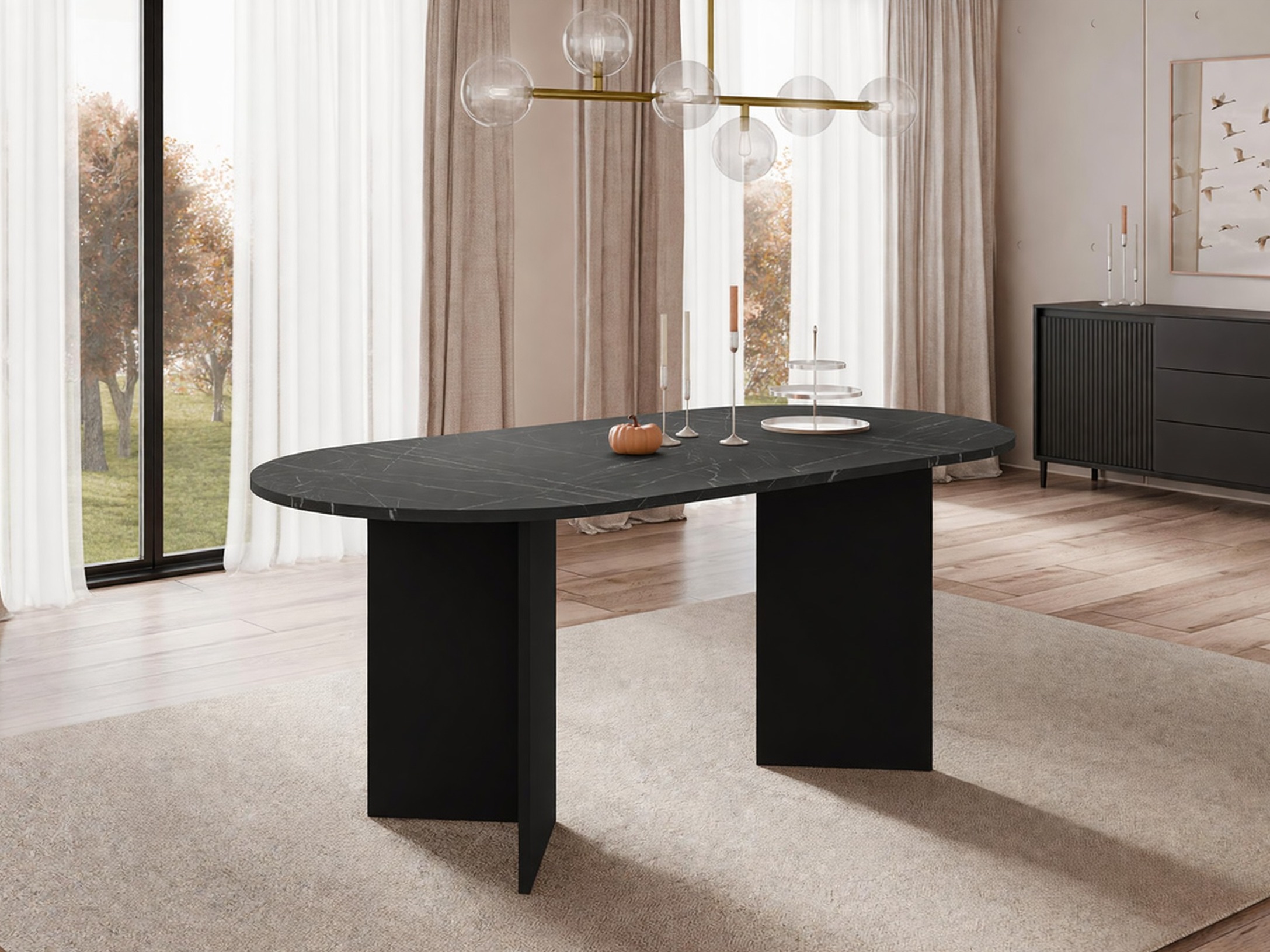 Table Comfivo Fungus (Black marble + Black)