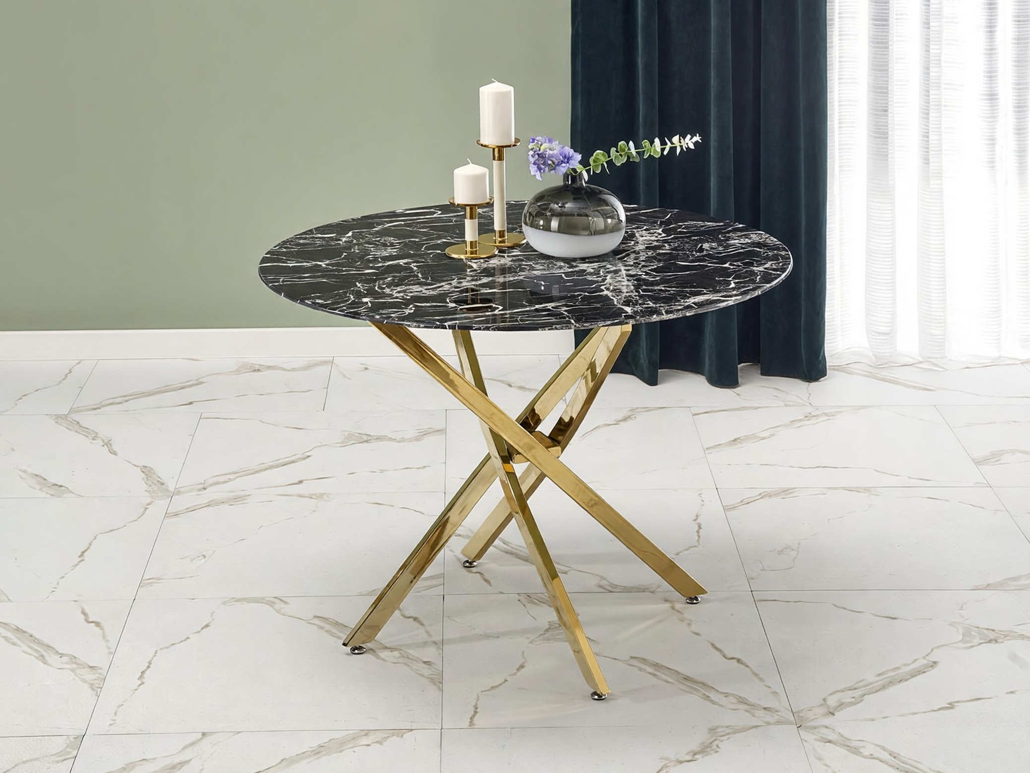 Table Houston 1538 (Golden + Black marble)
