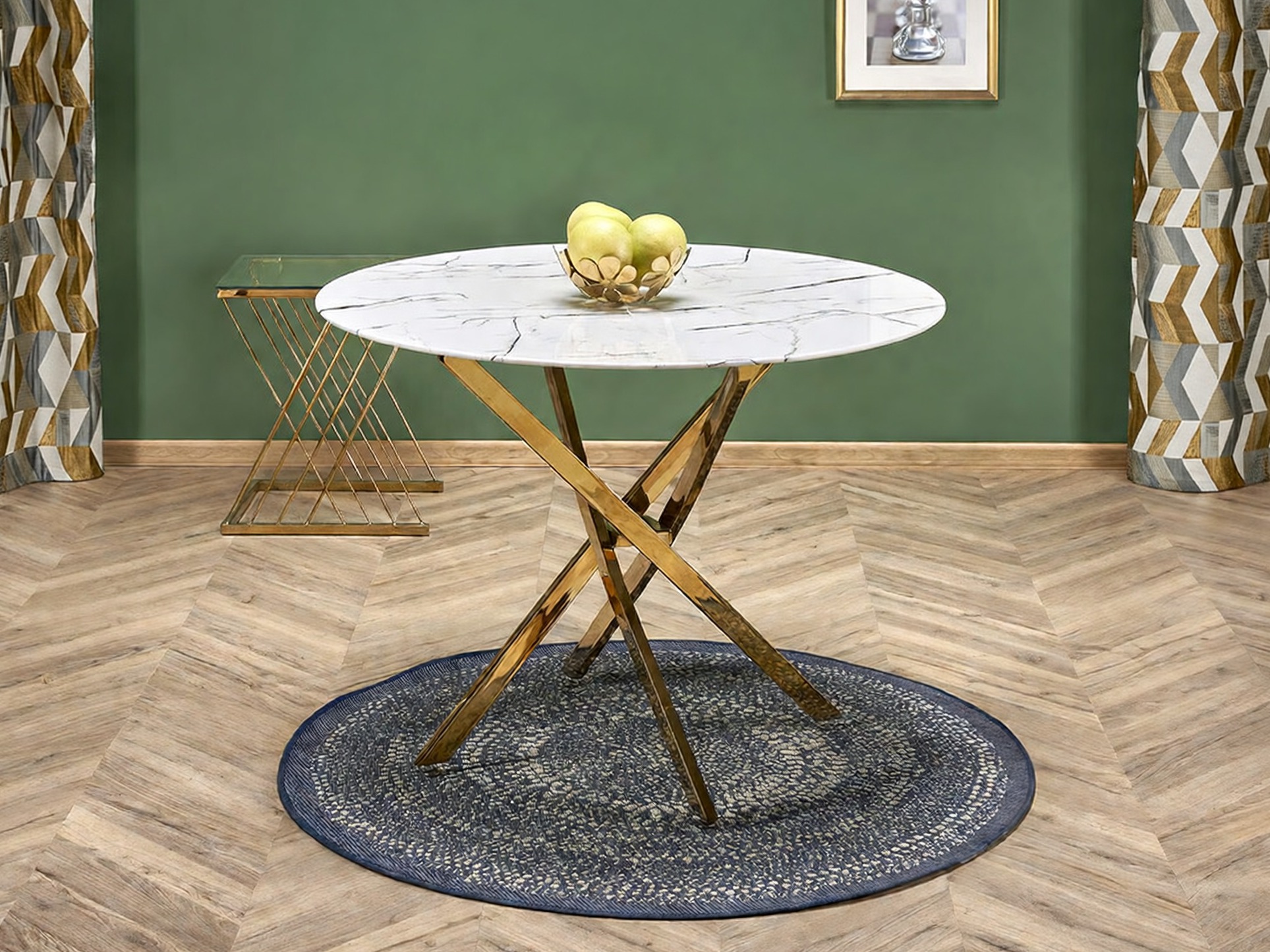 Table Houston 1538 (Golden + White marble)