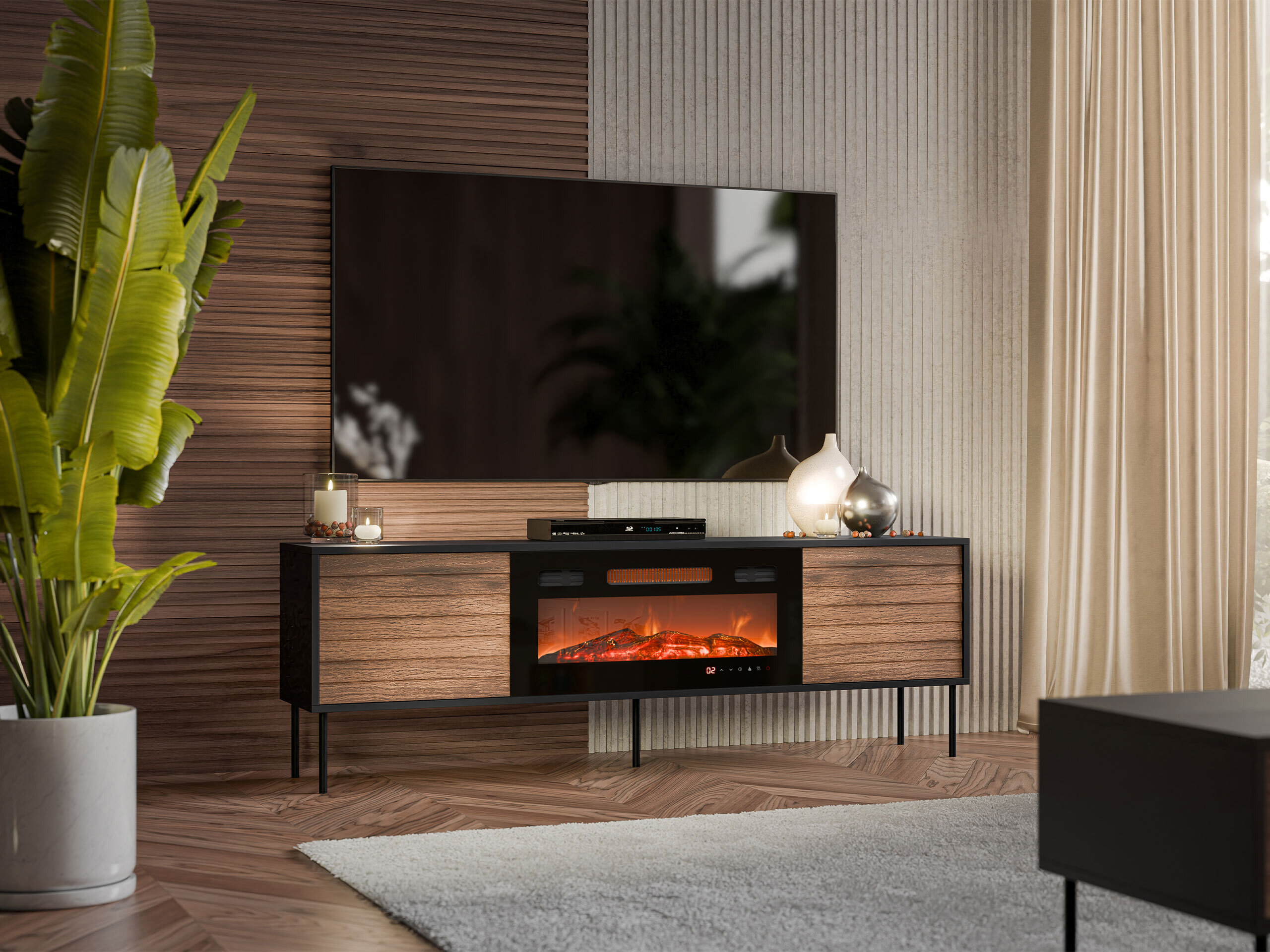 TV stand Flosoru 108 (Walnut + Black)