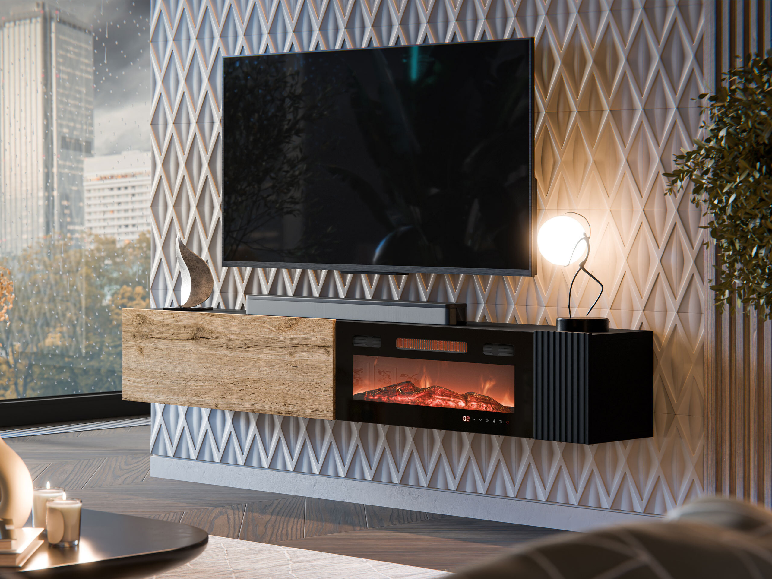 TV stand Species I (Wotan Oak + Black)