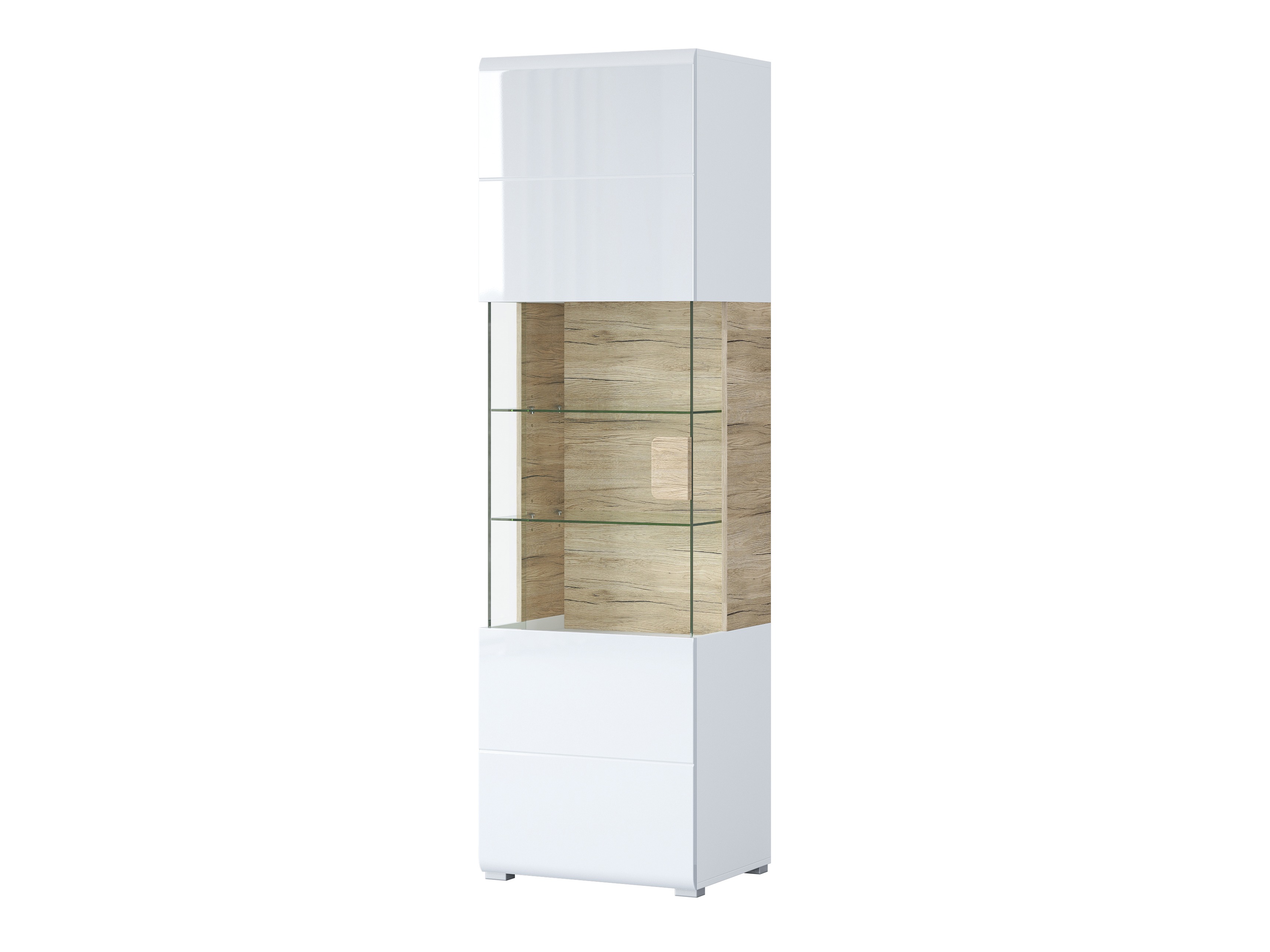 Bookcase Torsone 103 (White + Glossy white + San Remo oak)