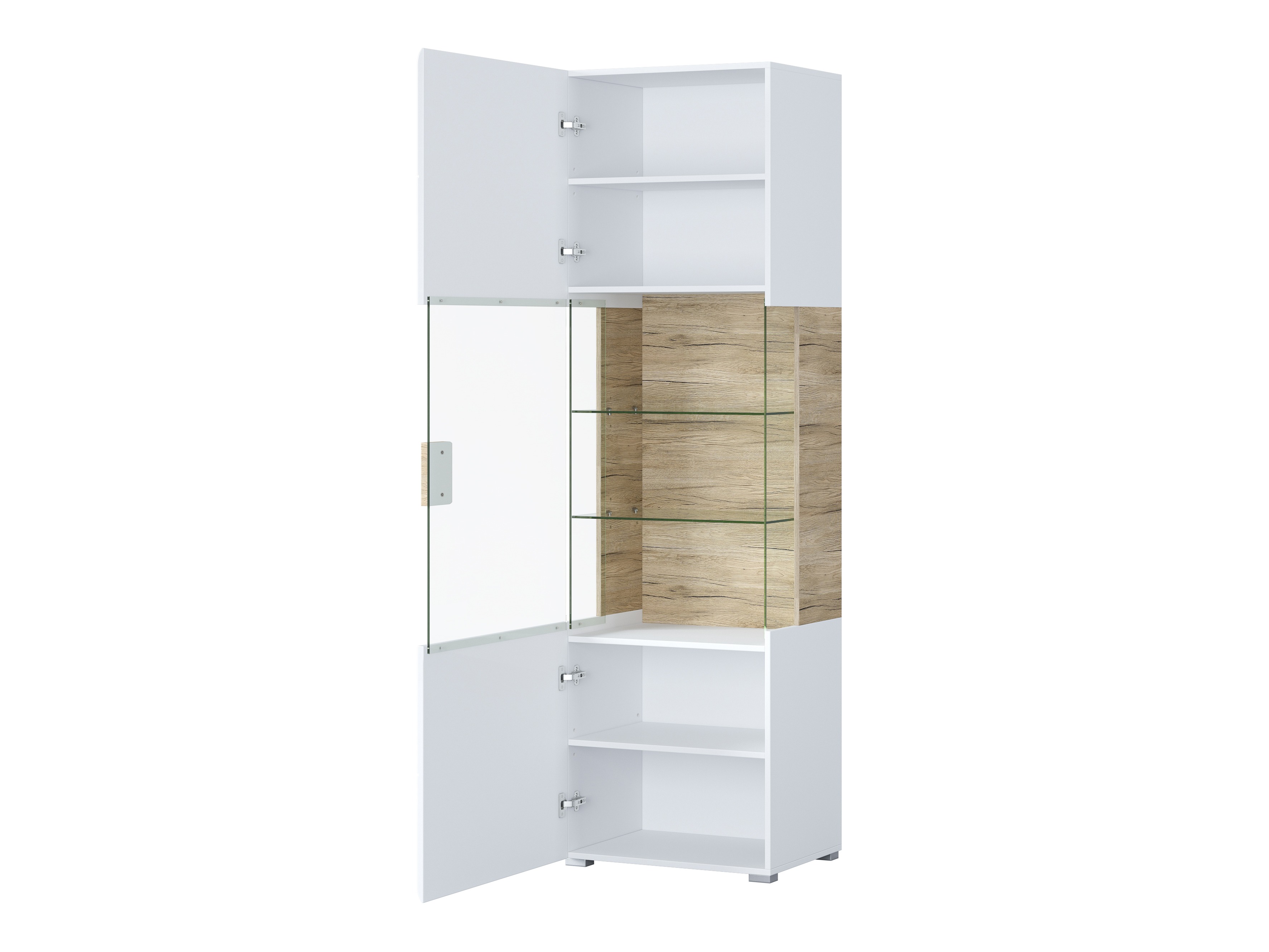 Bookcase Torsone 103 (White + Glossy white + San Remo oak)