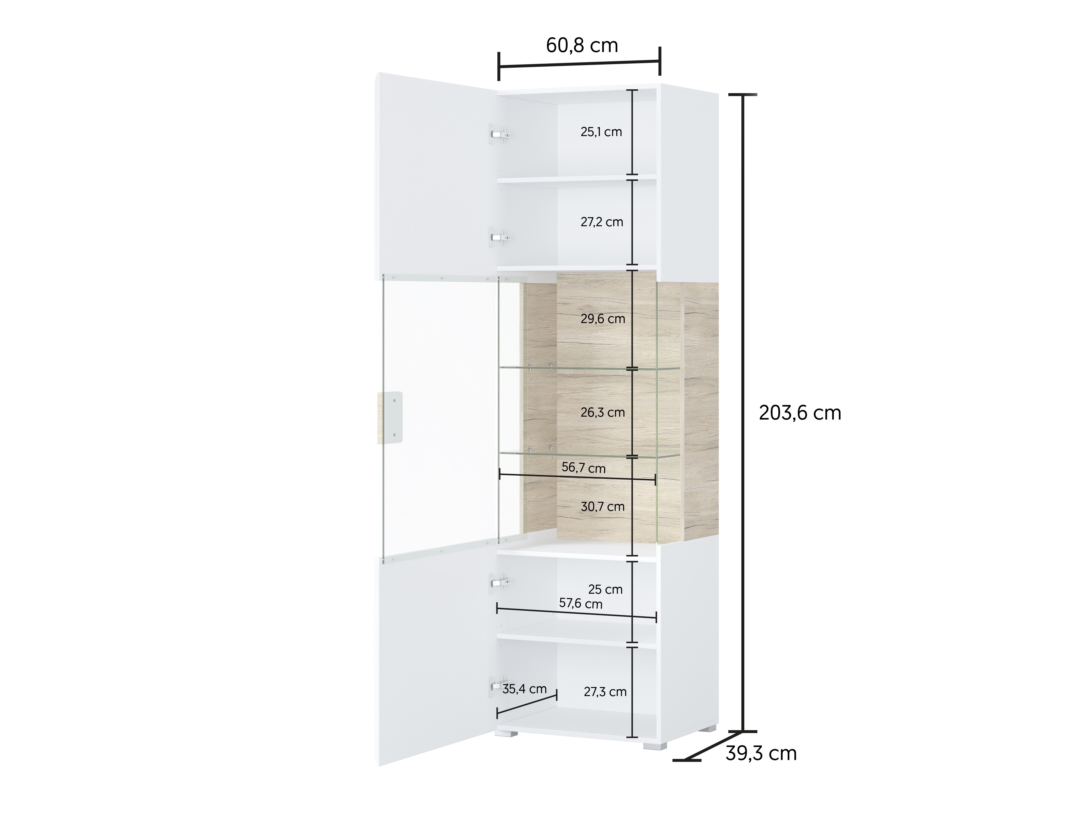 Bookcase Torsone 103 (White + Glossy white)