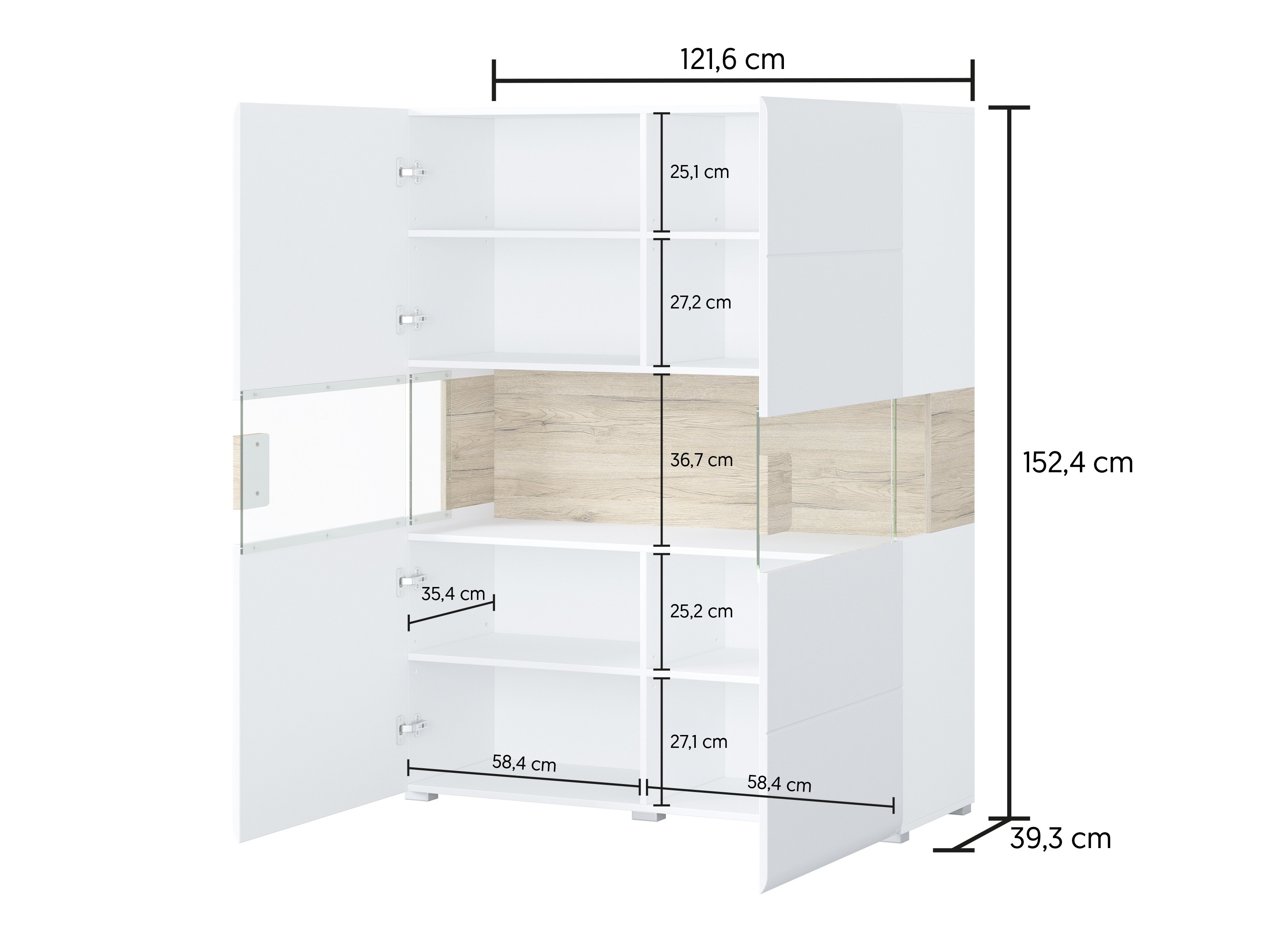 Bookcase Torsone 107 (Anthracite + Gloss anthracite + Grandson oak)