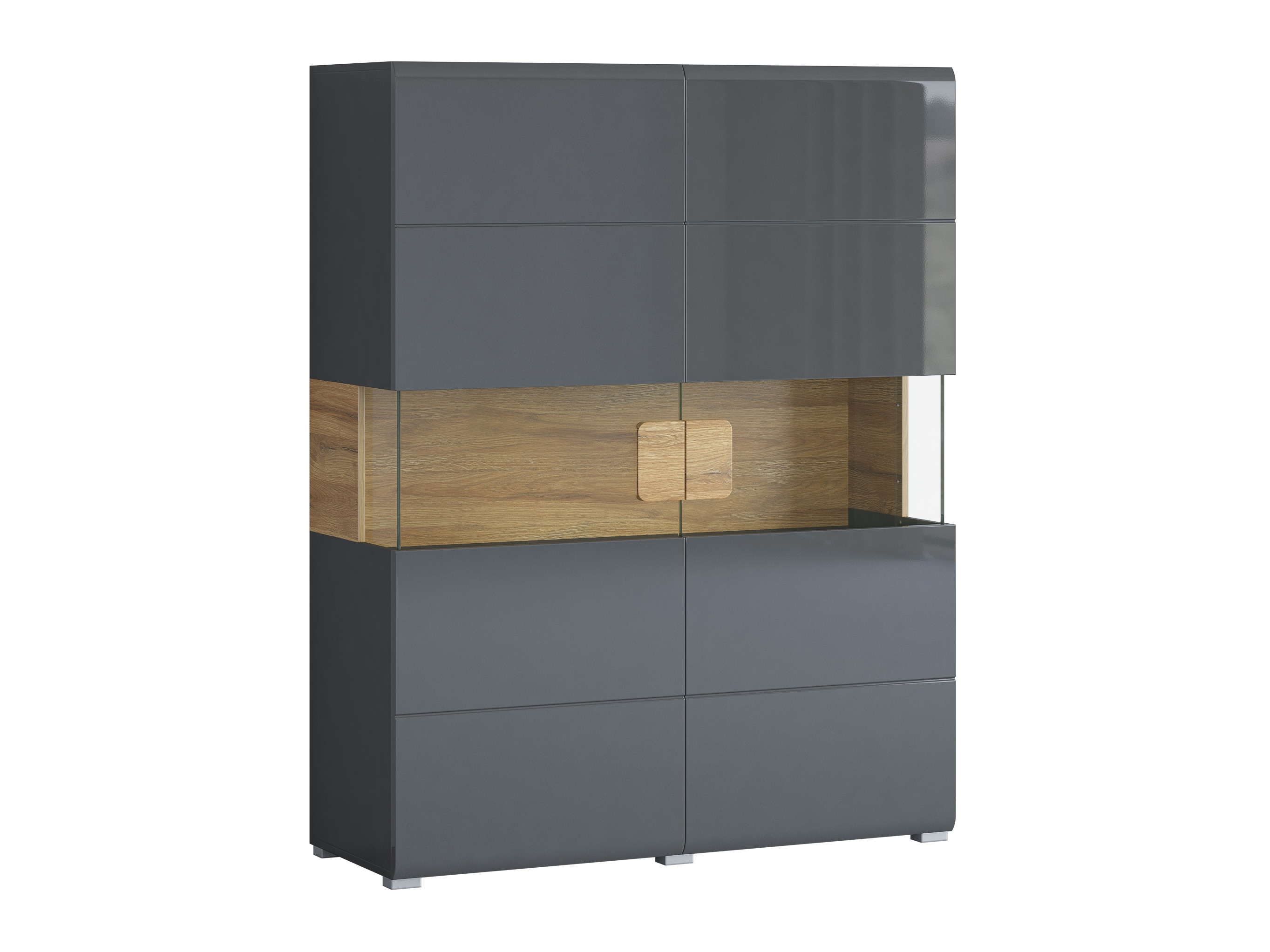 Bookcase Torsone 107 (Anthracite + Gloss anthracite + Grandson oak)