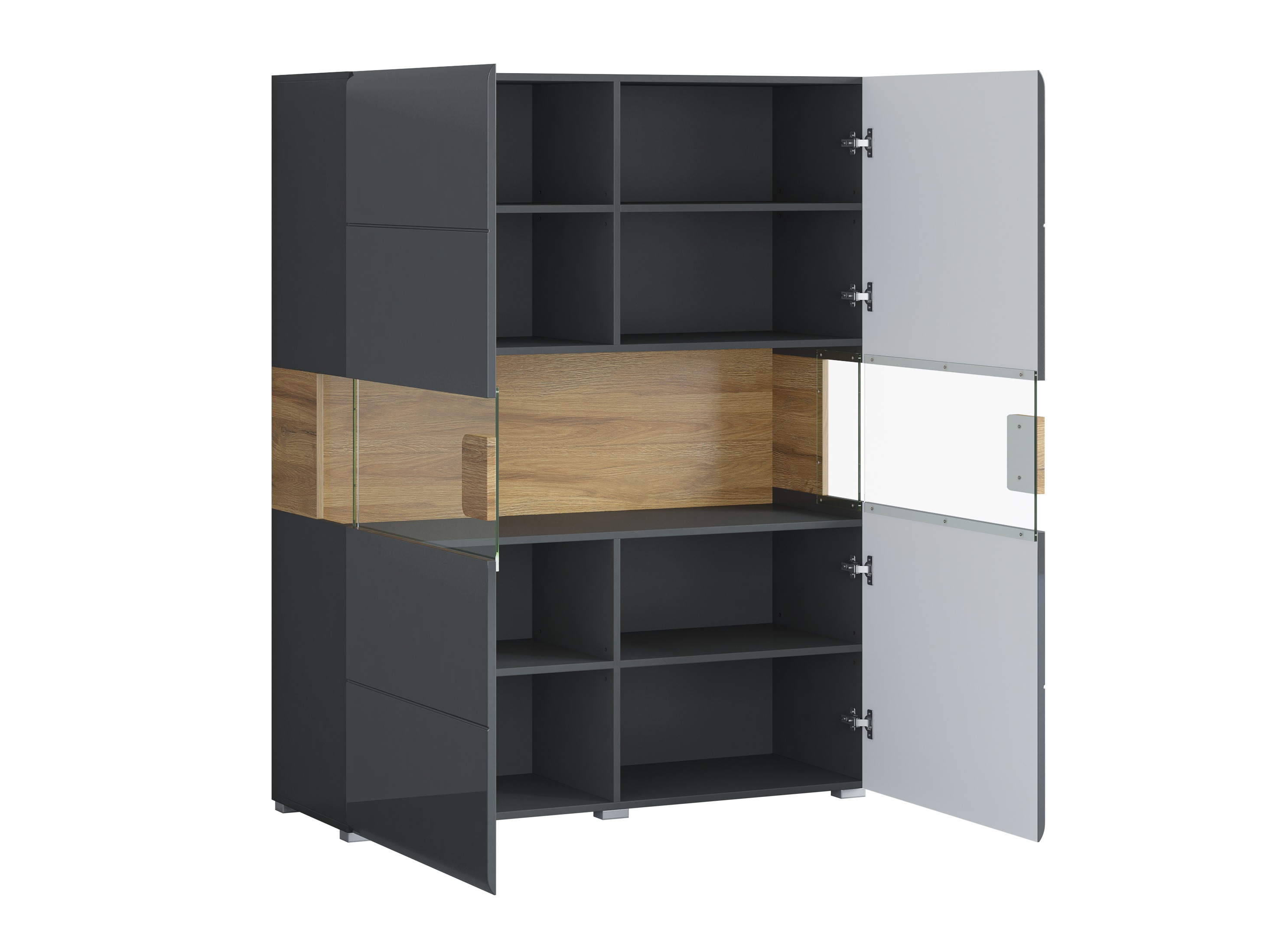 Bookcase Torsone 107 (Anthracite + Gloss anthracite + Grandson oak)
