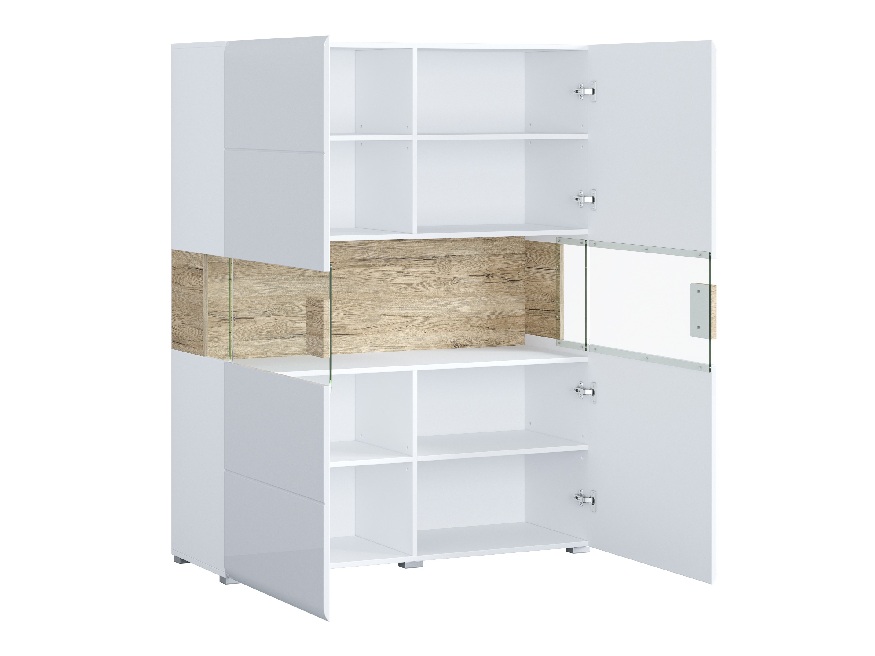 Bookcase Torsone 107 (White + Glossy white + San Remo oak)
