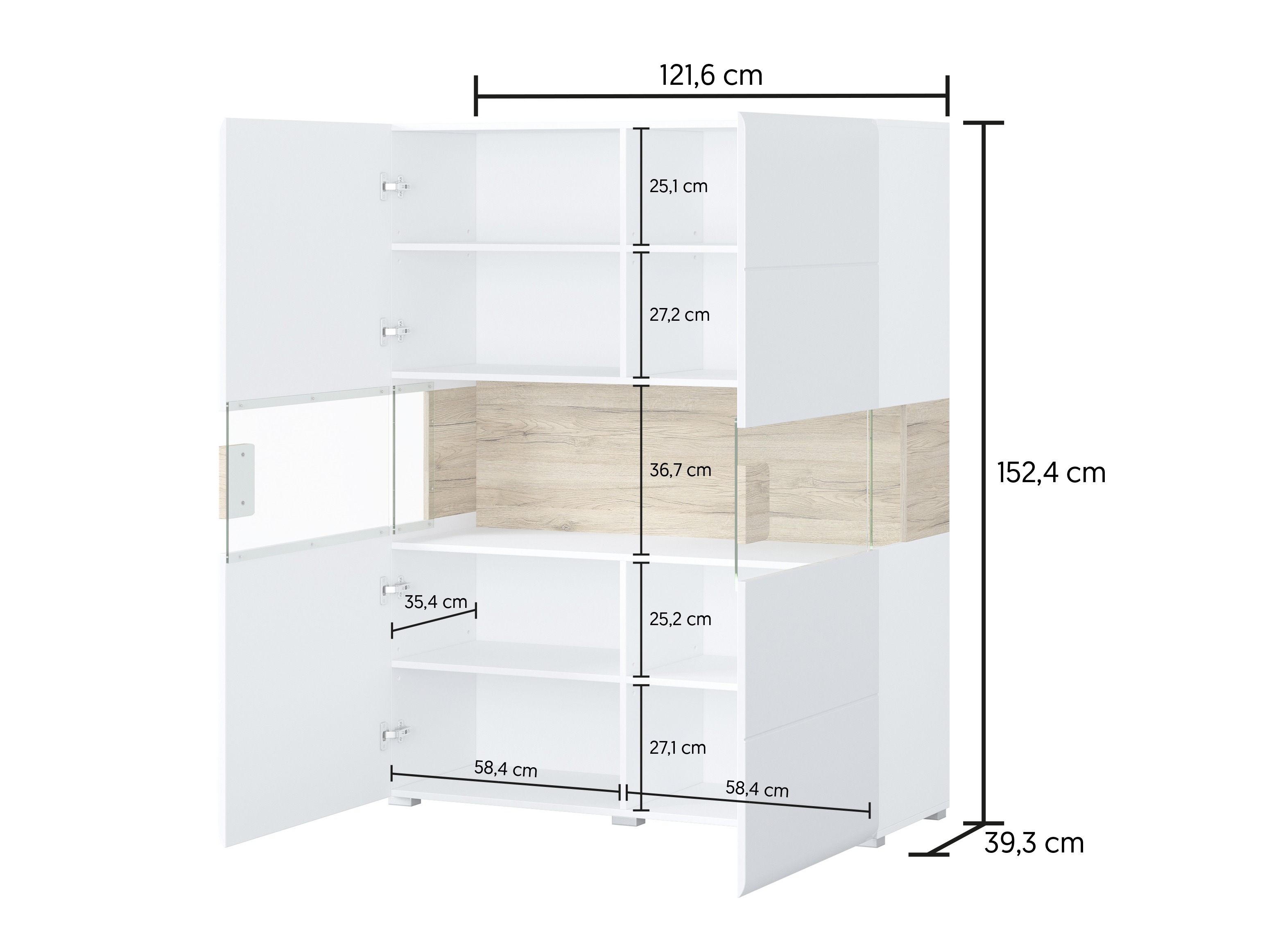 Bookcase Torsone 107 (White + Glossy white)