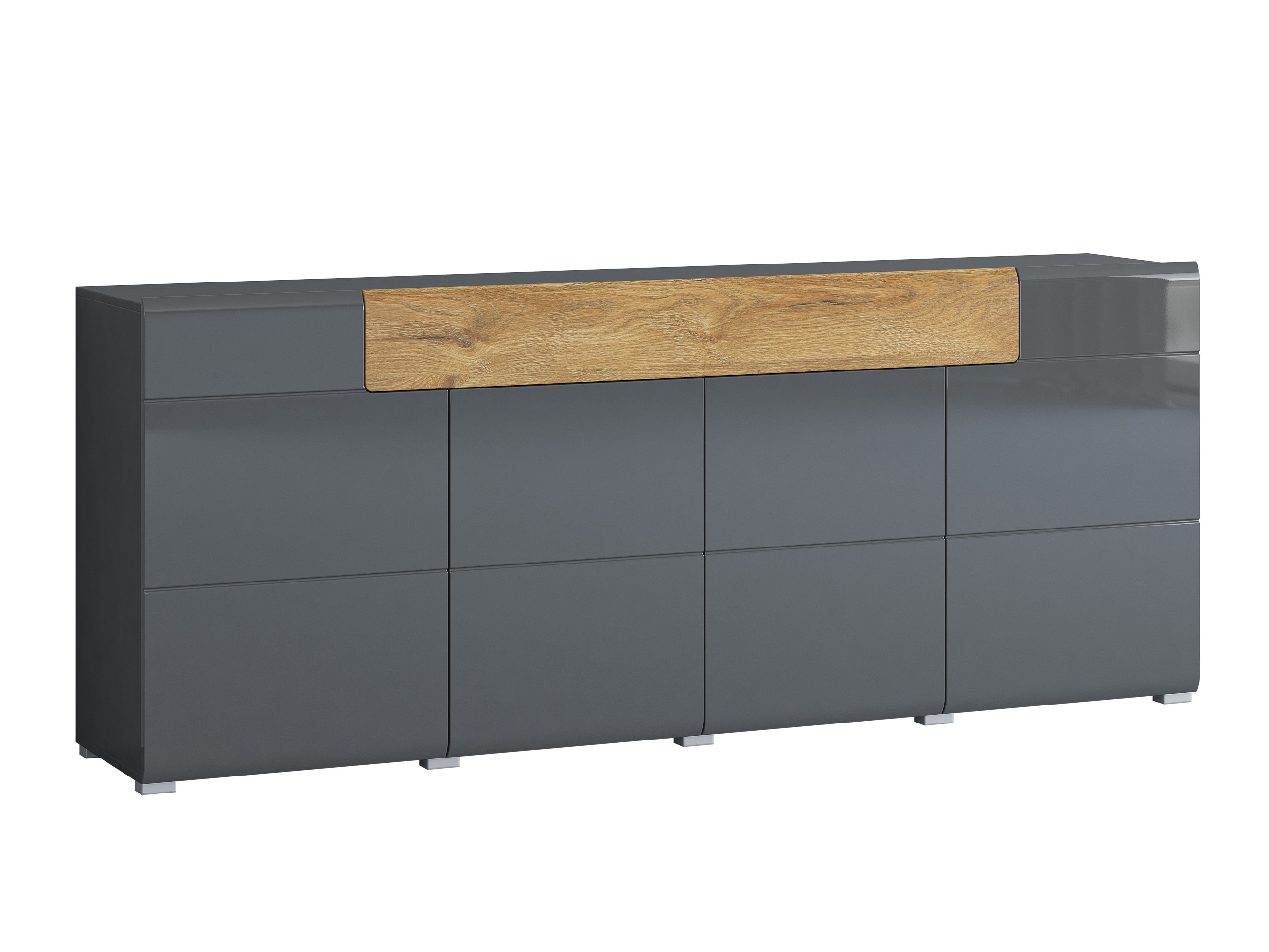 Chest of drawers Torsone 102 (Anthracite + Gloss anthracite + Grandson oak)