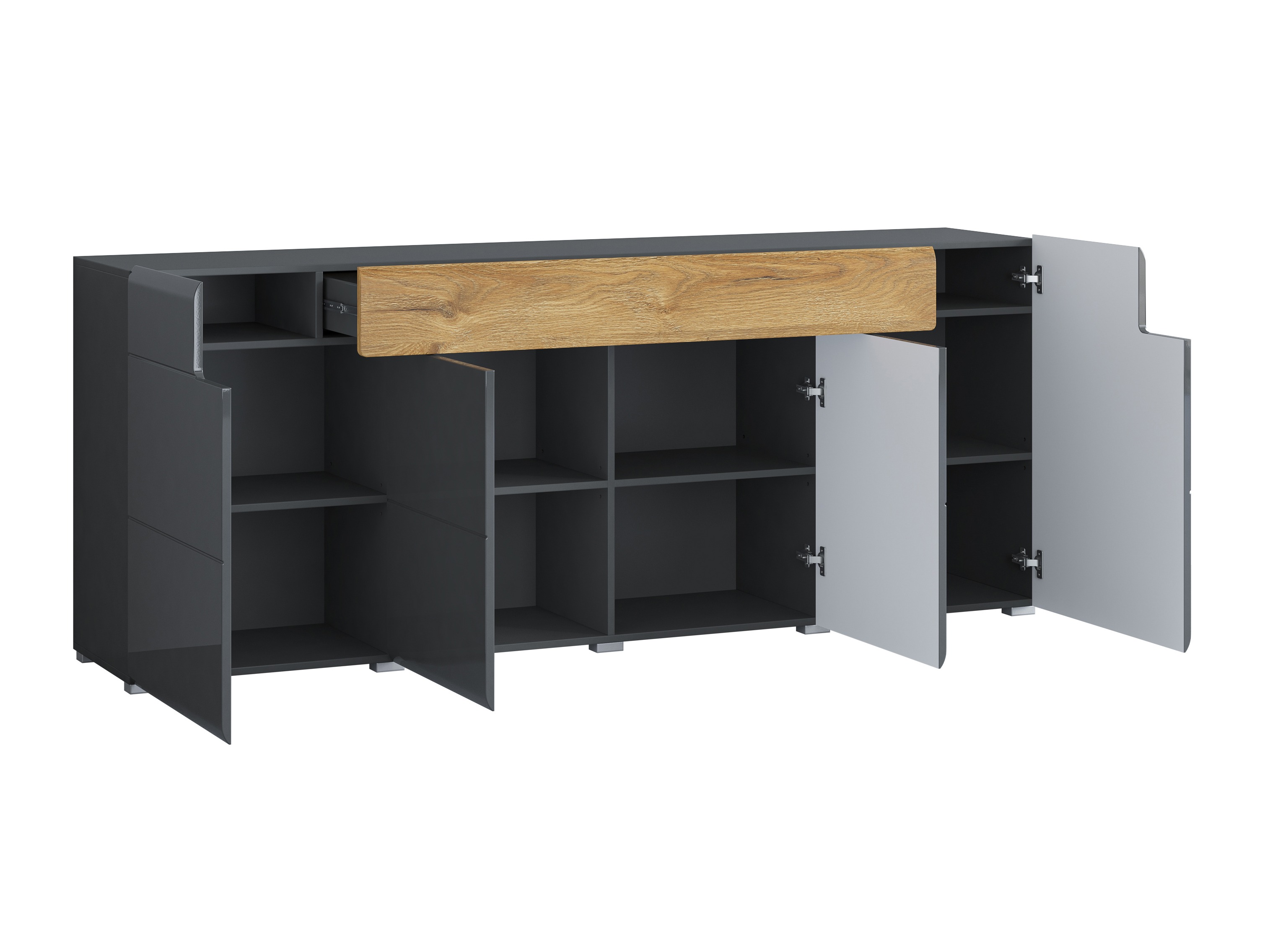 Chest of drawers Torsone 102 (Anthracite + Gloss anthracite + Grandson oak)
